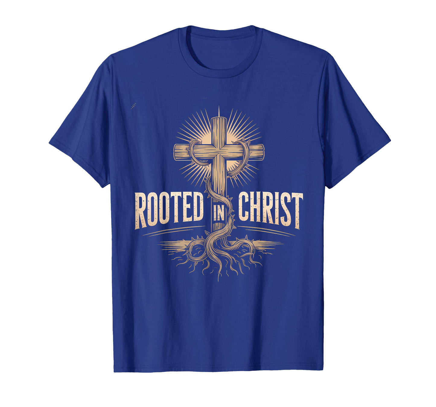 Rooted in Christ Jesus Cross Christian Faith T-Shirt