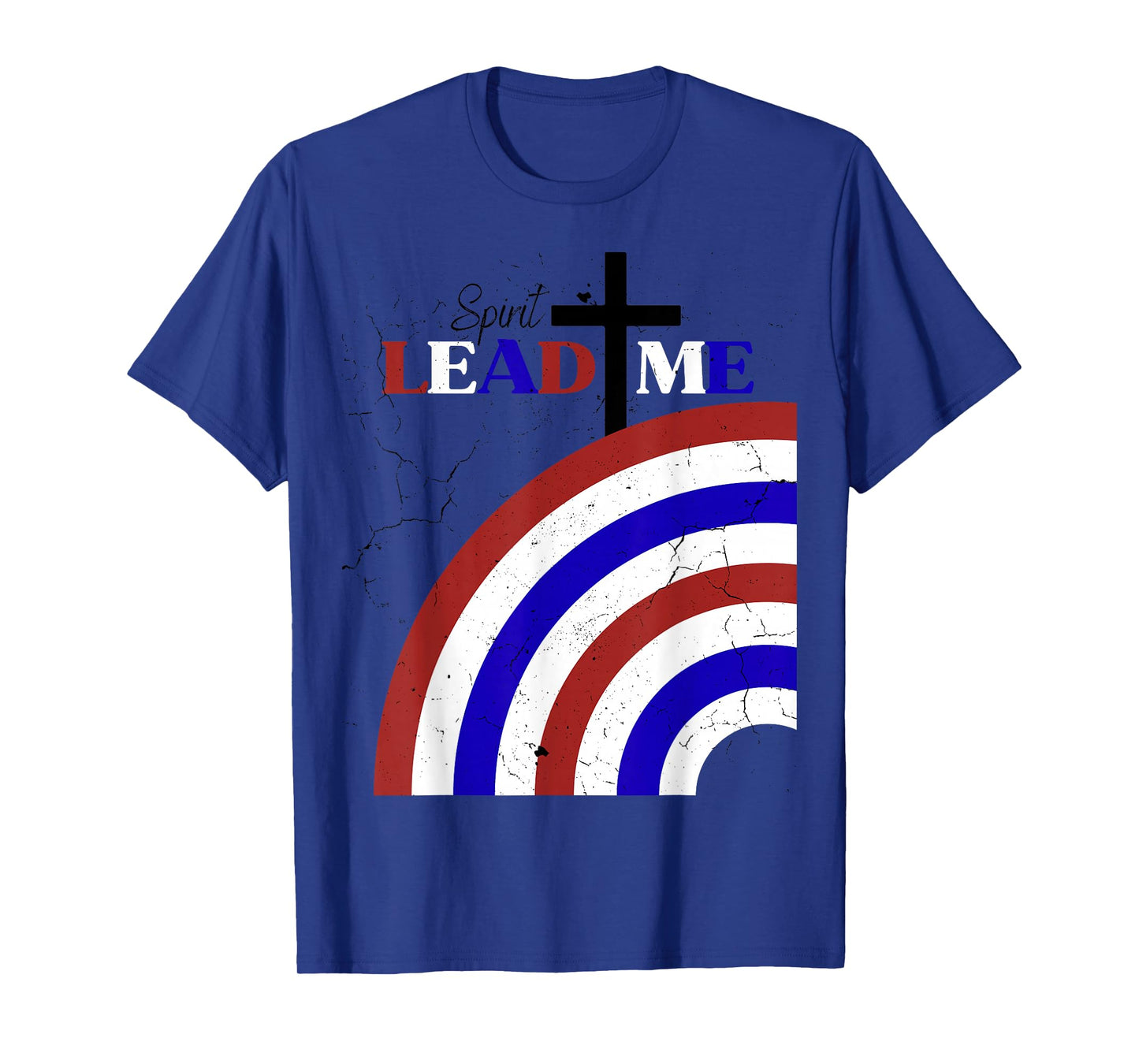 Spirit Lead Me Patriotic Distressed Red White Blue Design T-Shirt