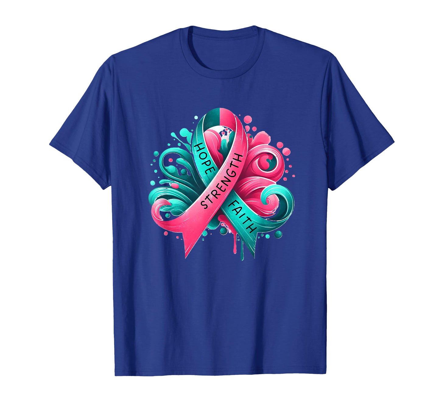 Hope Faith Strength Breast Cancer Awareness and Support T-Shirt