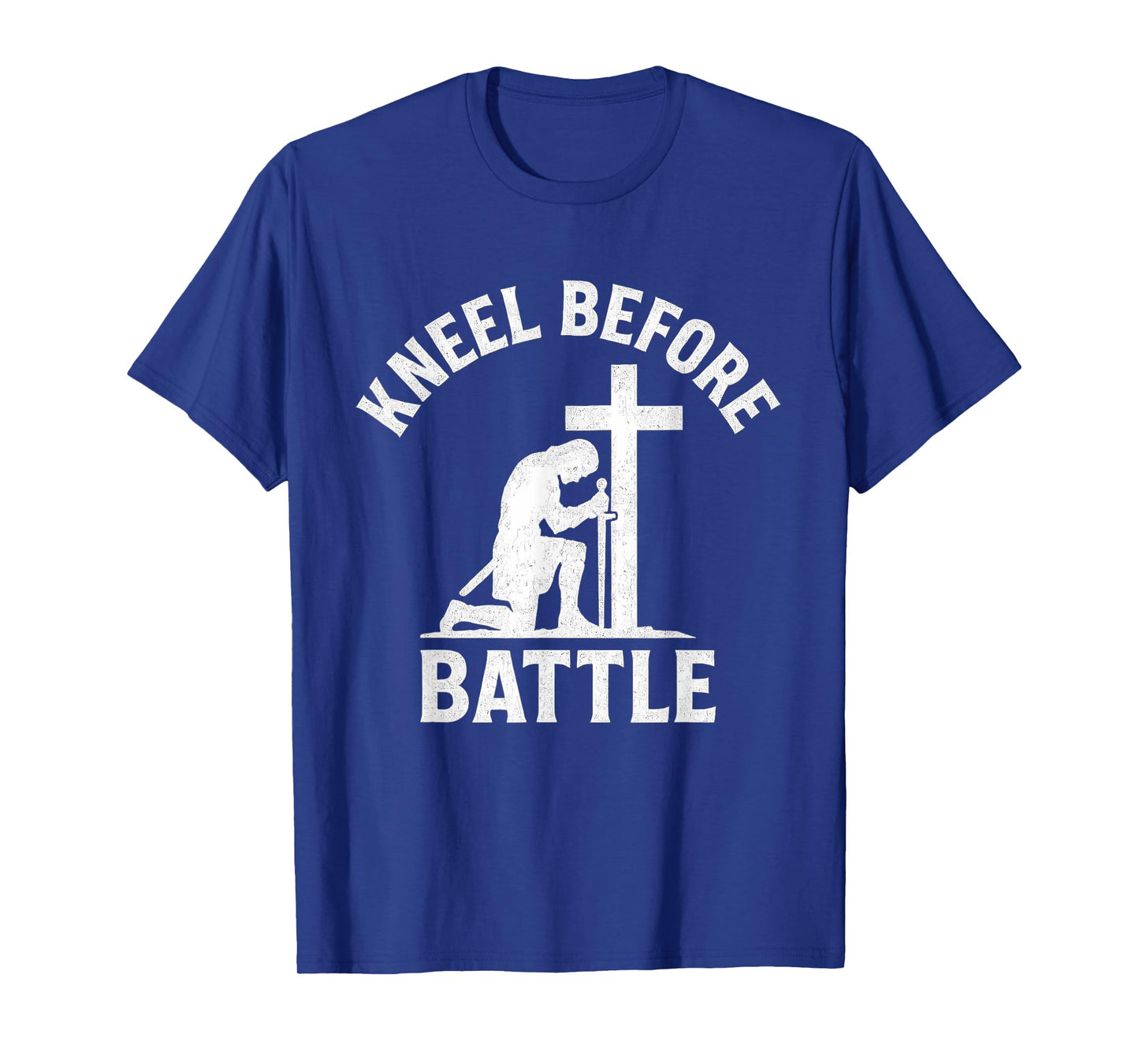 Kneel Before Battle Warrior Cross Christian T-Shirt