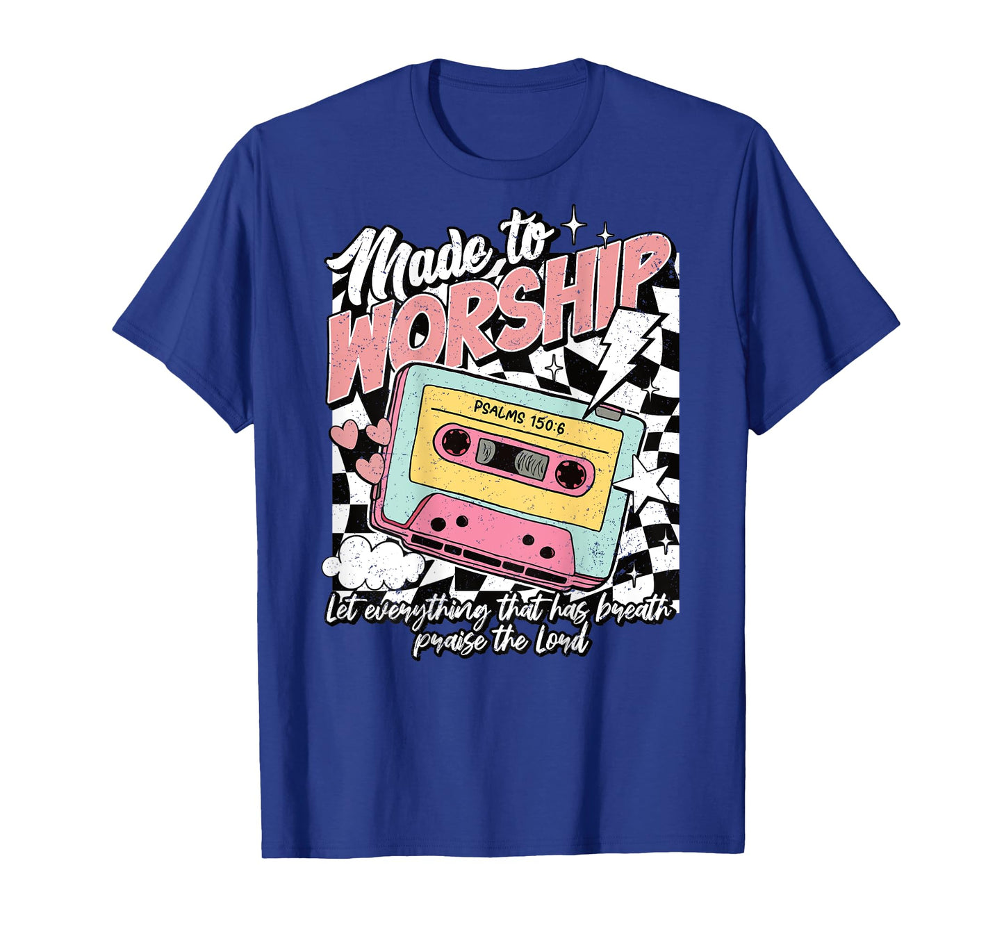 Retro Cassette Made to Worship Psalms 150:6 Christian Music T-Shirt