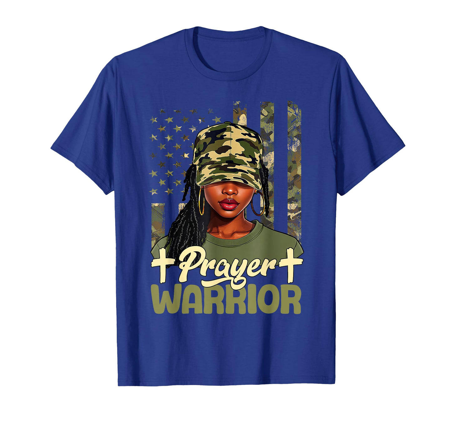 Praying Black Woman Afro Christian Sayings Prayer Warrior T-Shirt