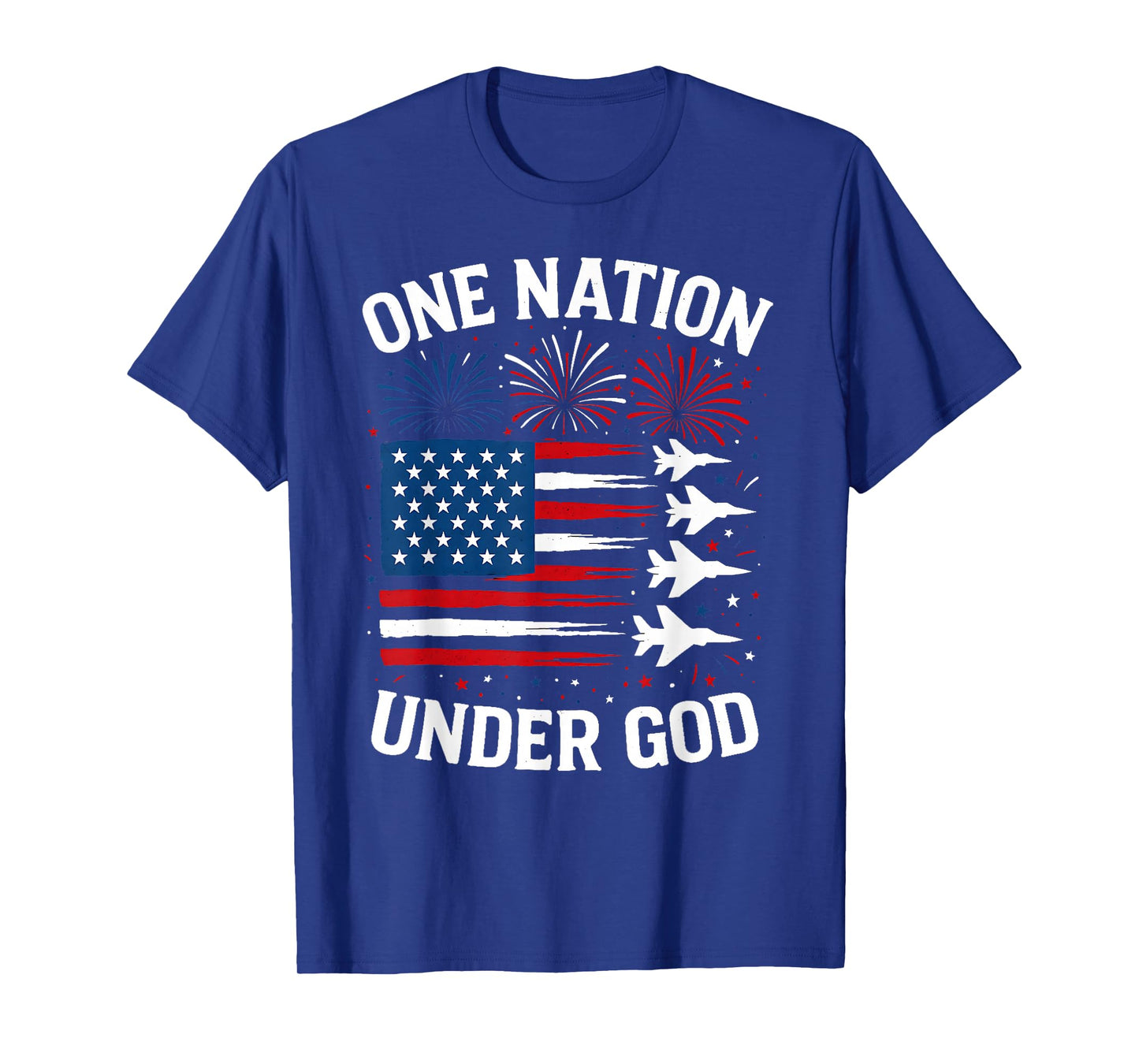 Patriotic One Nation Under God Boy 4th July USA Fighter Jet T-Shirt