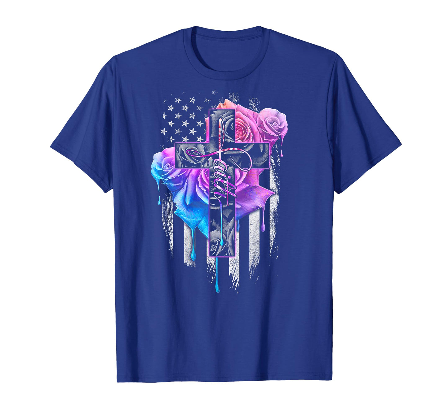 Faith Rose Watercolor Cross (on back) T-Shirt