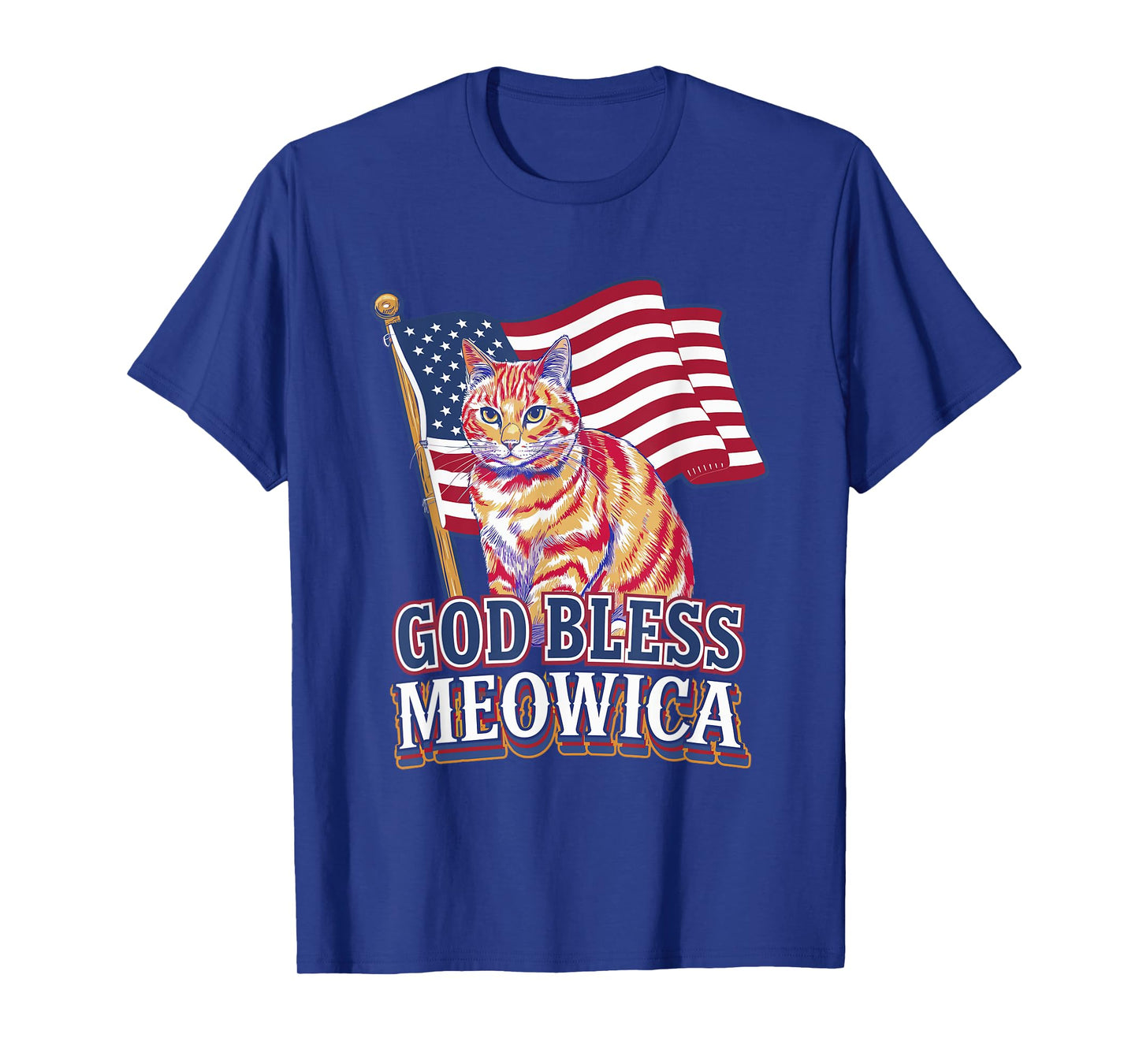 God Bless Meowica Funny Patriotic Cat Design T-Shirt