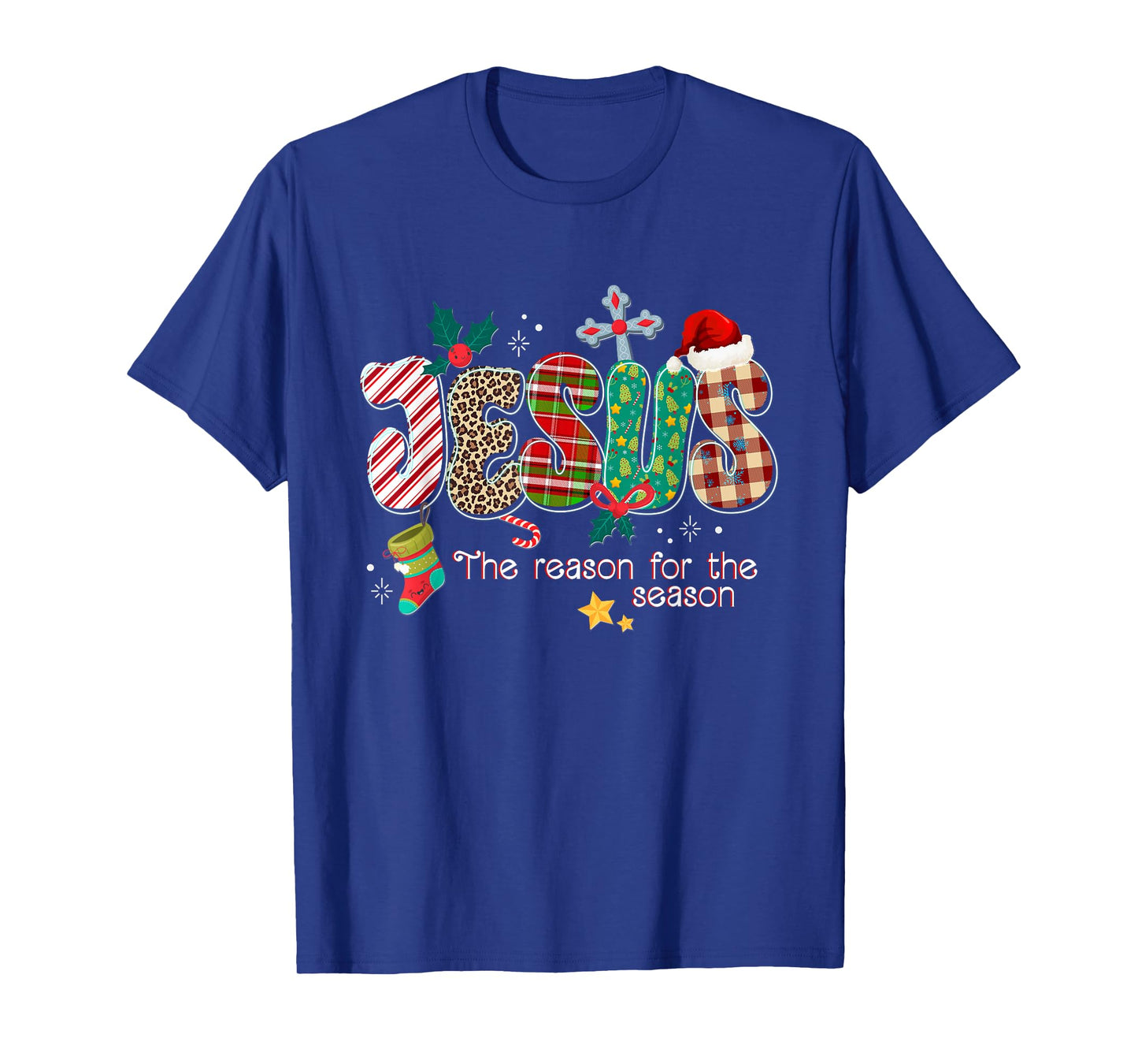 Jesus for The Season Christmas Buffalo Plaid Christian Cross T-Shirt