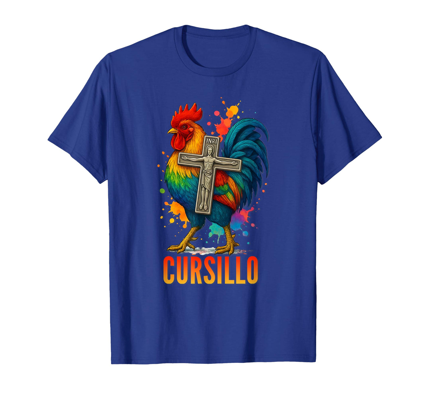 DeColores Cursillo Rainbow Rooster Catholic T-Shirt