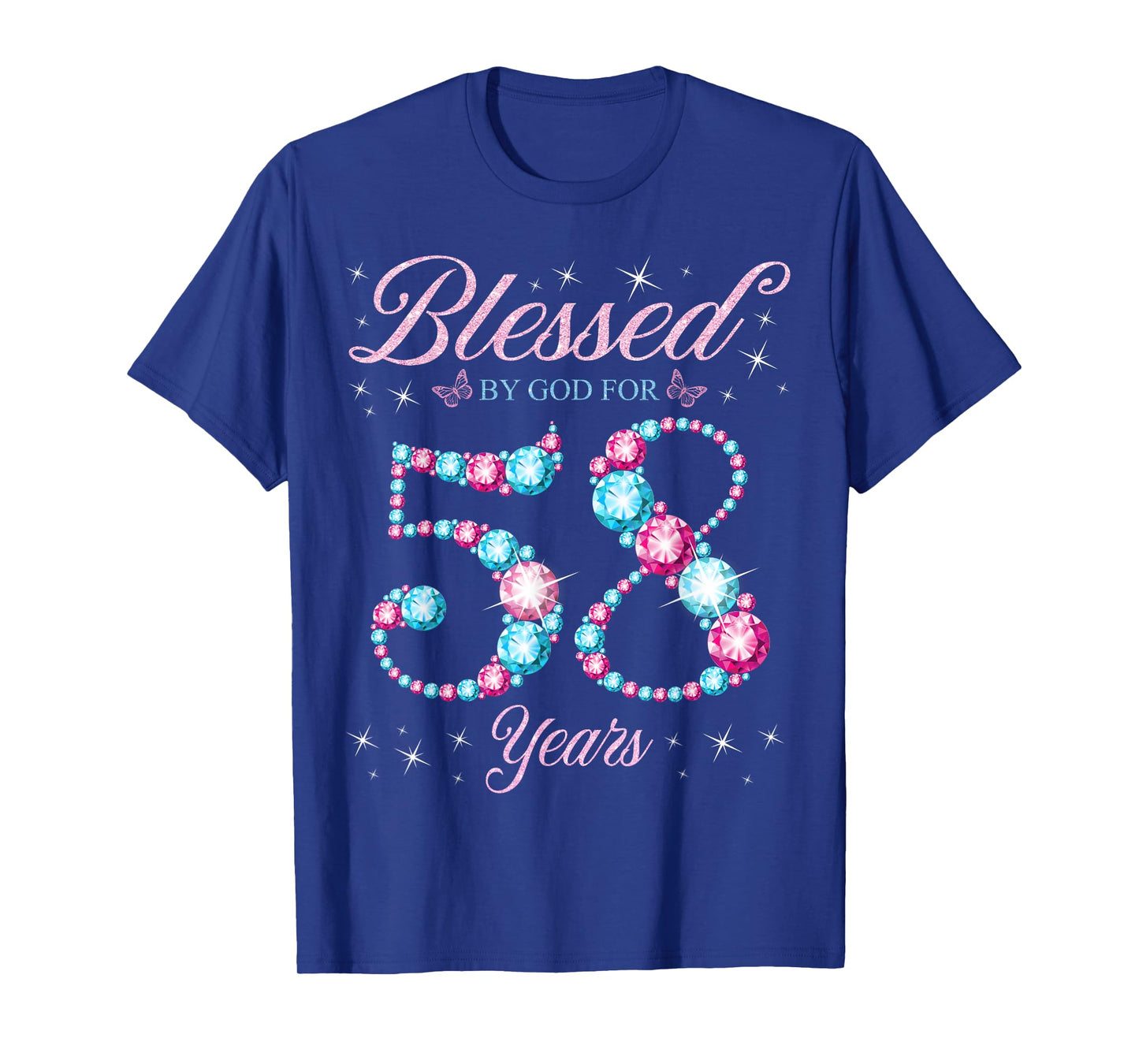 Blessed By God For 58 Years Old 58th Birthday Woman Queen T-Shirt