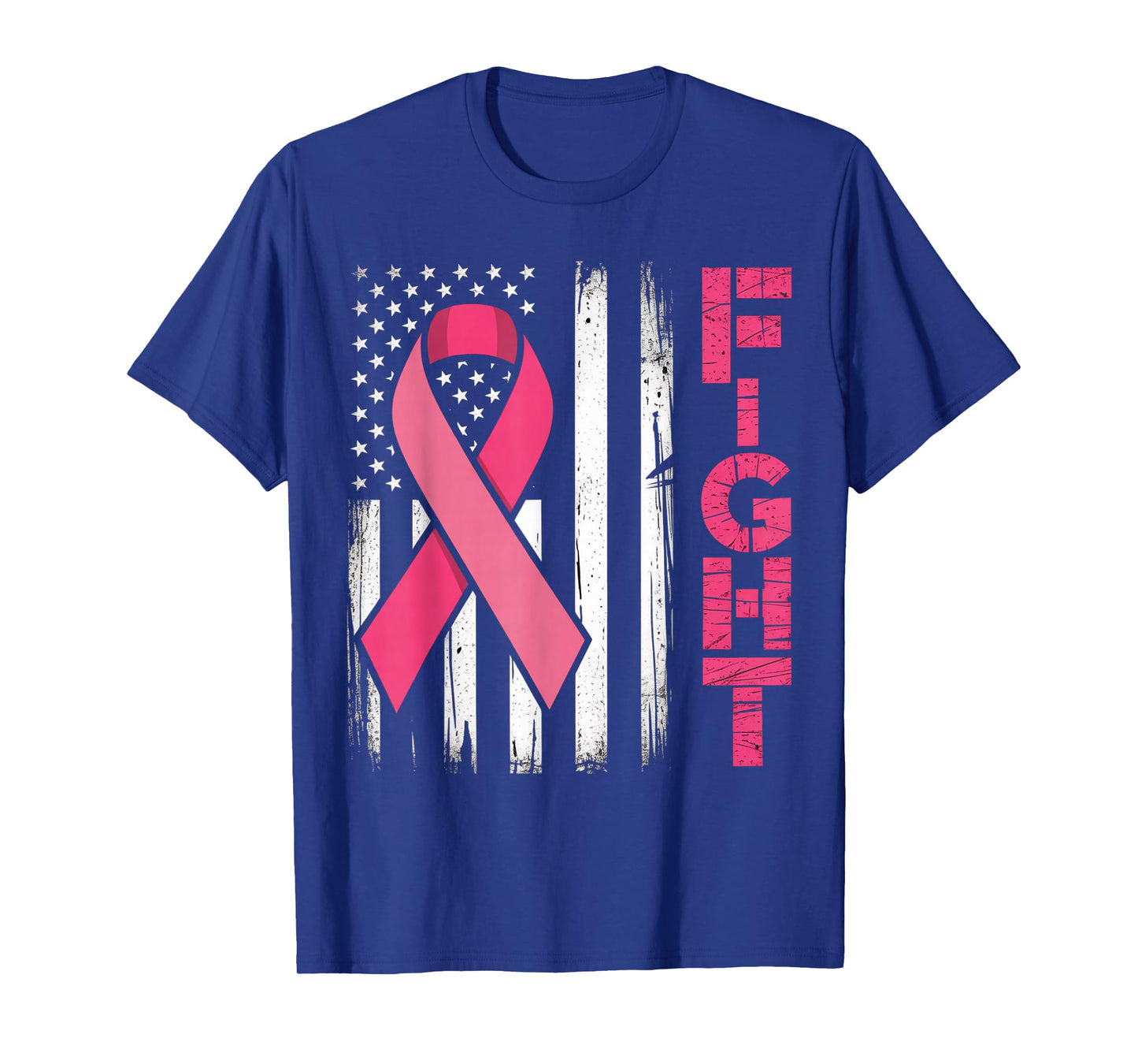 Fight Breast Survivor American Flag Breast Cancer Awareness T-Shirt
