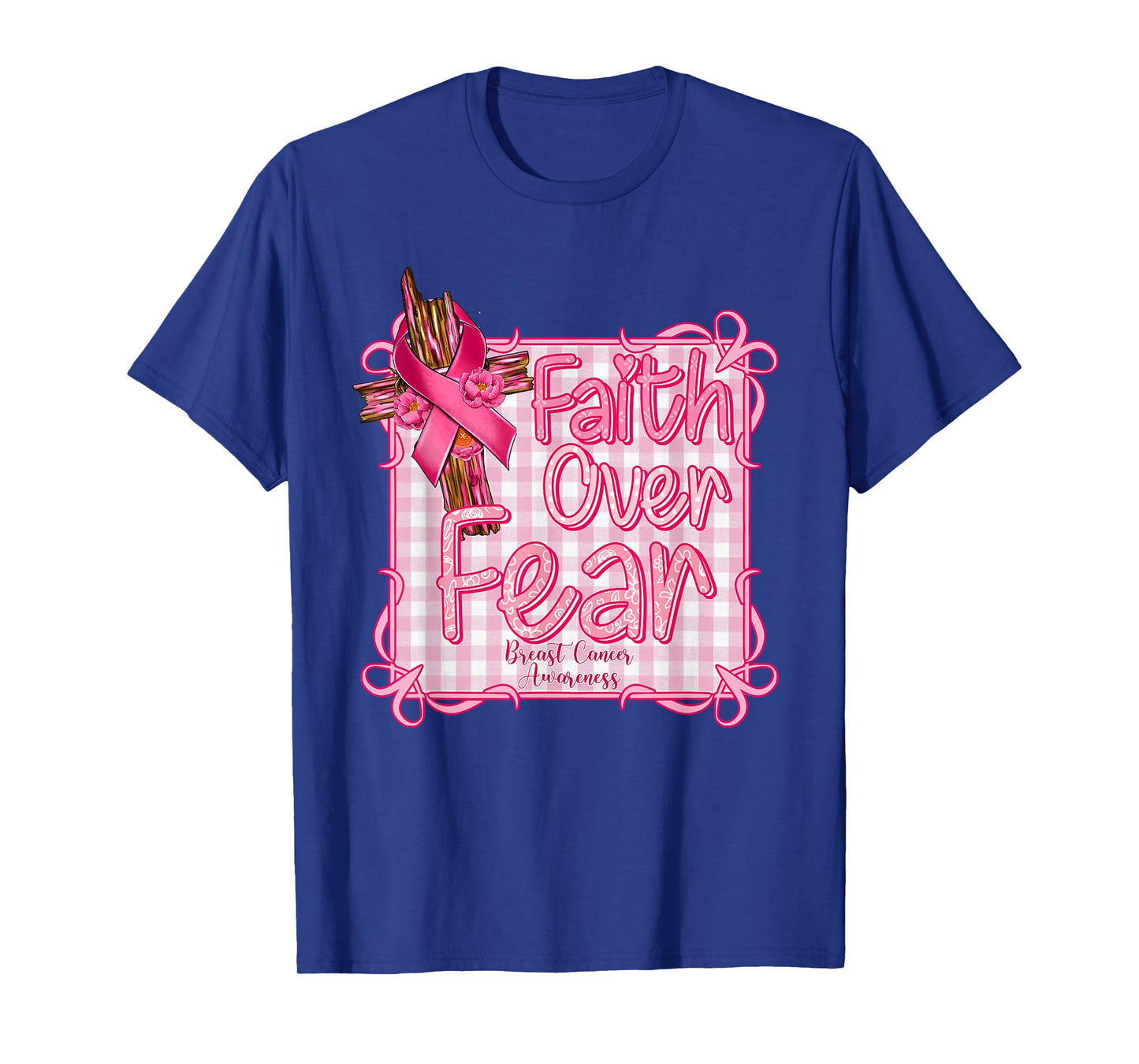 Preppy Breast Cancer Awareness, Faith Over Fear Coquette Tee T-Shirt