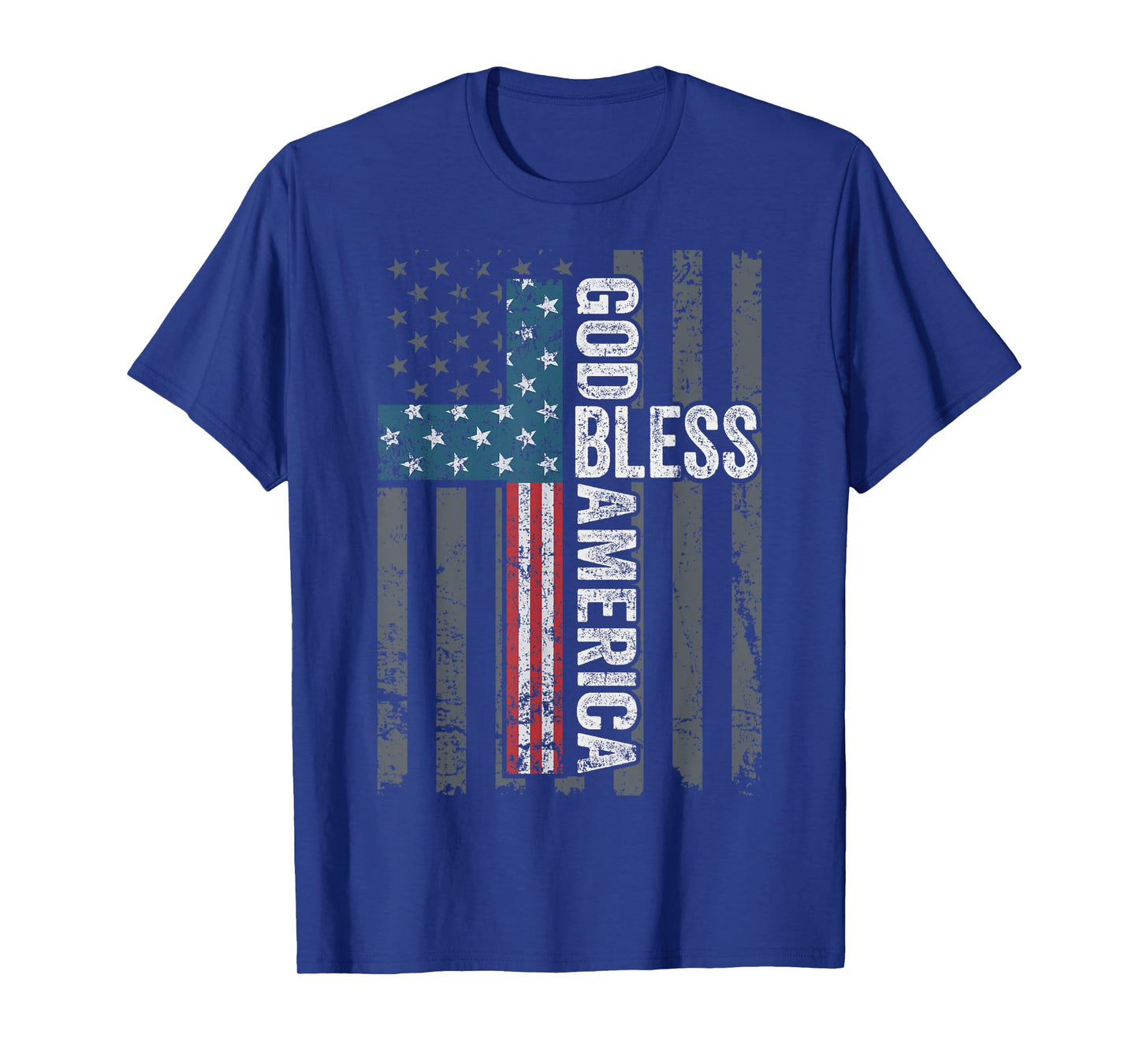 God Bless America - Patriotic Christian Cross USA Flag T-Shirt