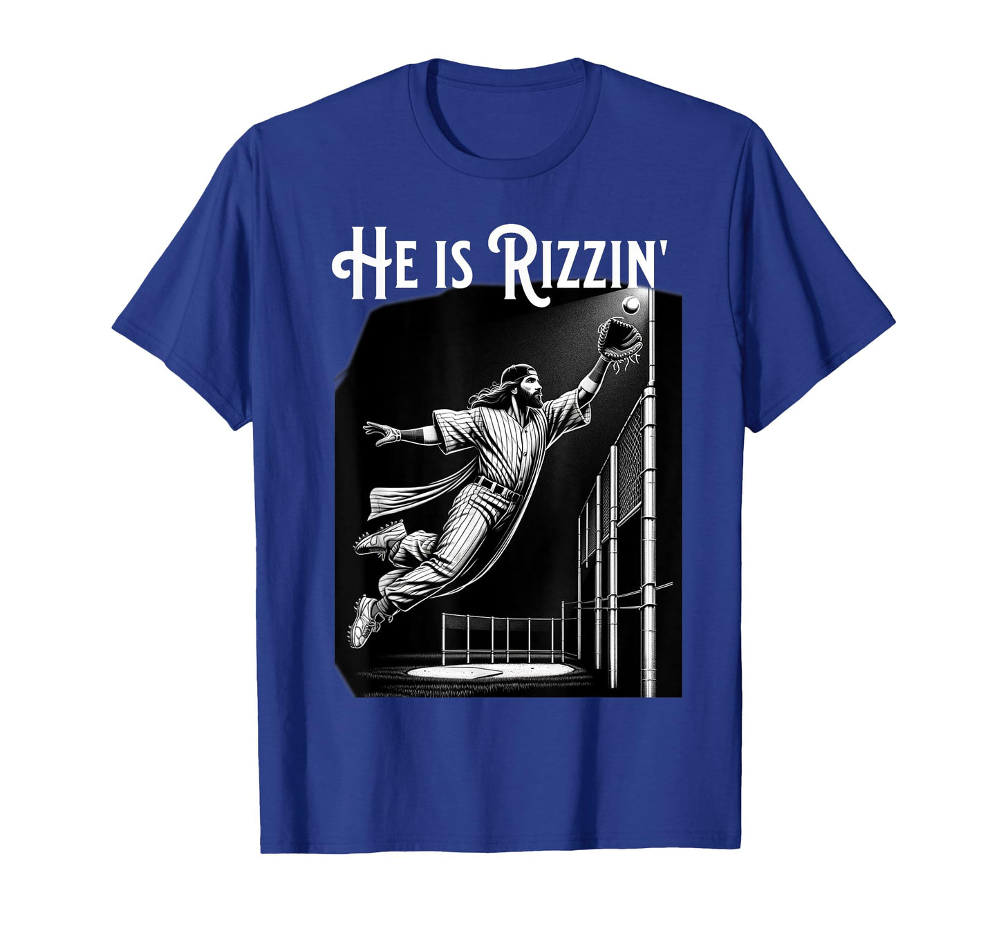 He is Rizzin Jesus Playing Baseball Funny Sports Rizz T-Shirt