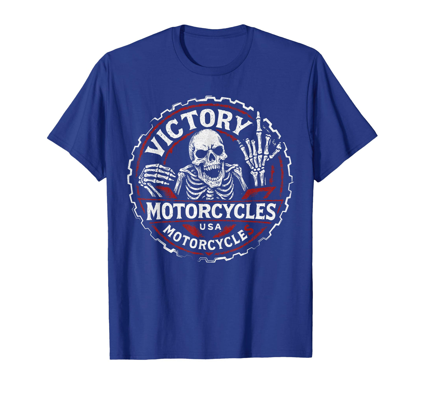 Vintage American Motor Cycles Victory USA Skeleton Funny T-Shirt