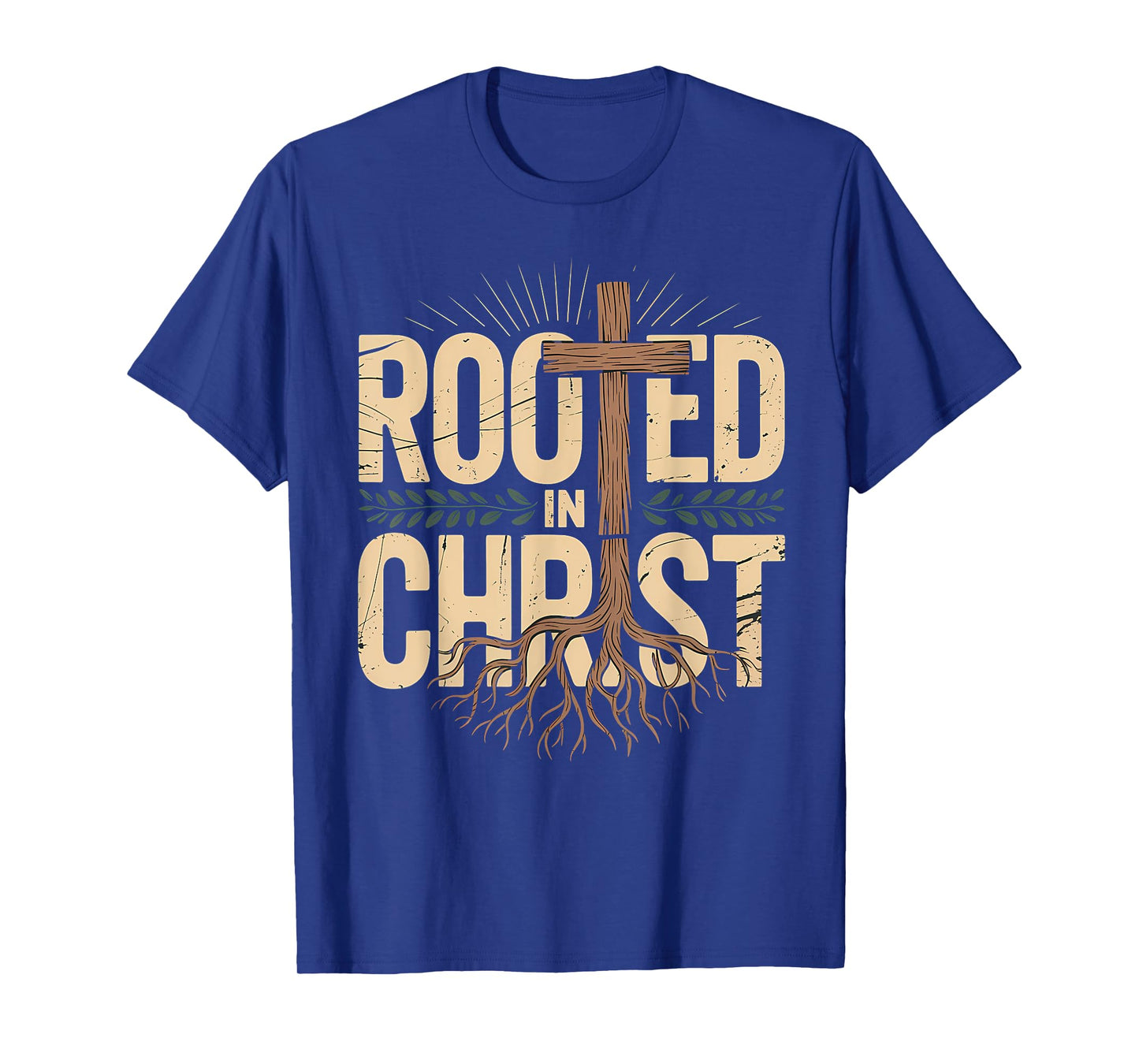 Rooted in Christ Jesus Christian Faith Cross T-Shirt