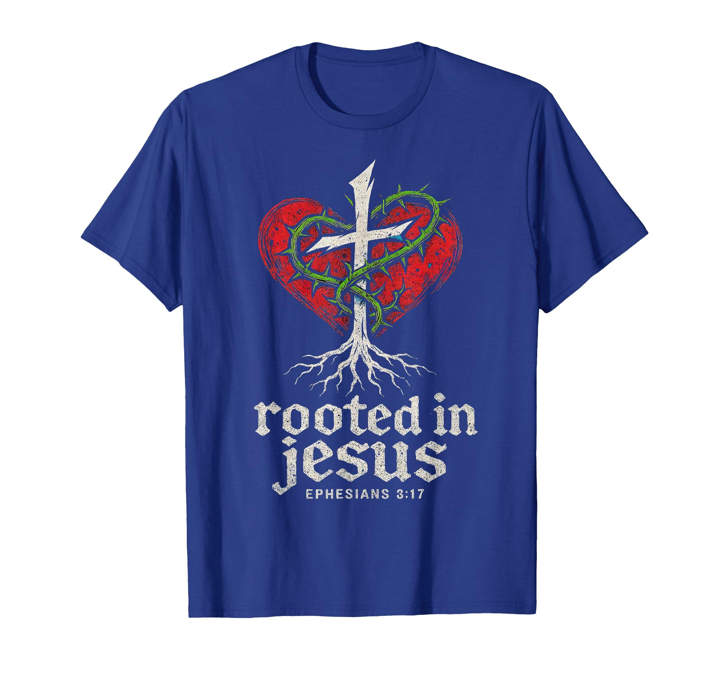 Ephesians 3:17 Rooted in Jesus Punk Rock Graphics Christian T-Shirt