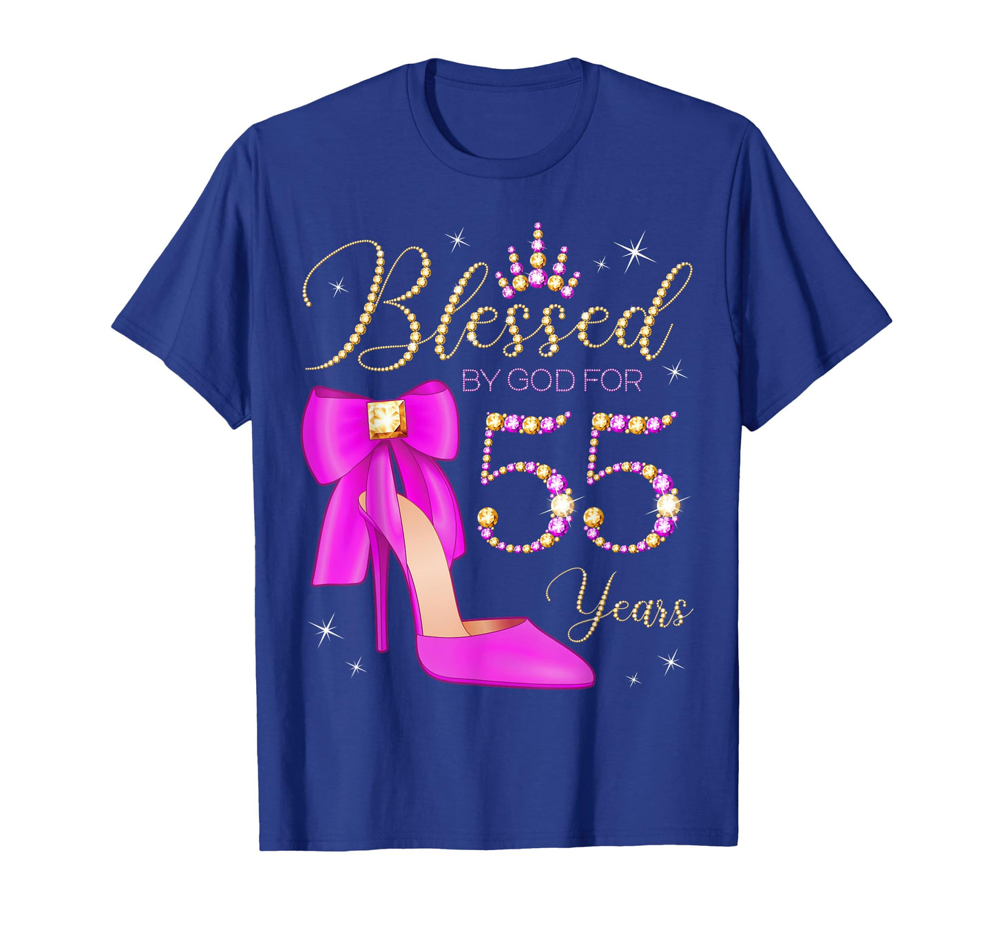 Blessed By God For 55 Years Old 55th Birthday Party Queen T-Shirt