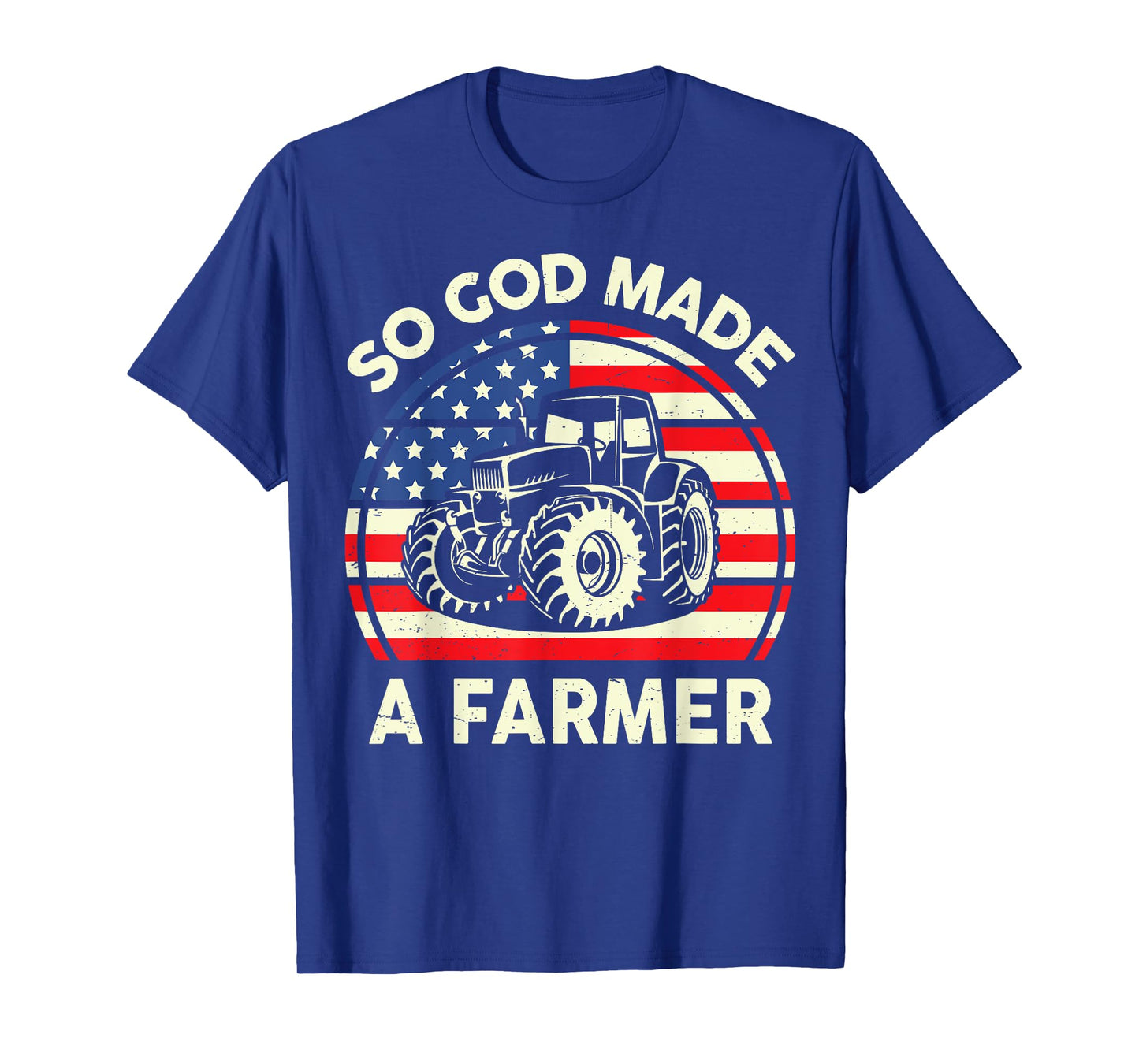 Christian So God Made Farmer-Shirt Men Tractor American Flag T-Shirt