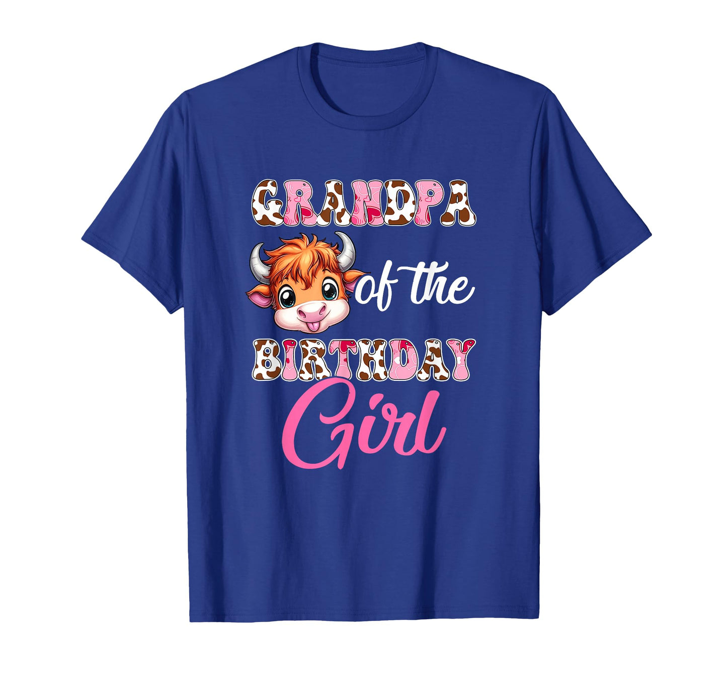 Grandpa Of The Birthday Girl Highland Cow Farm 1St Birthday T-Shirt