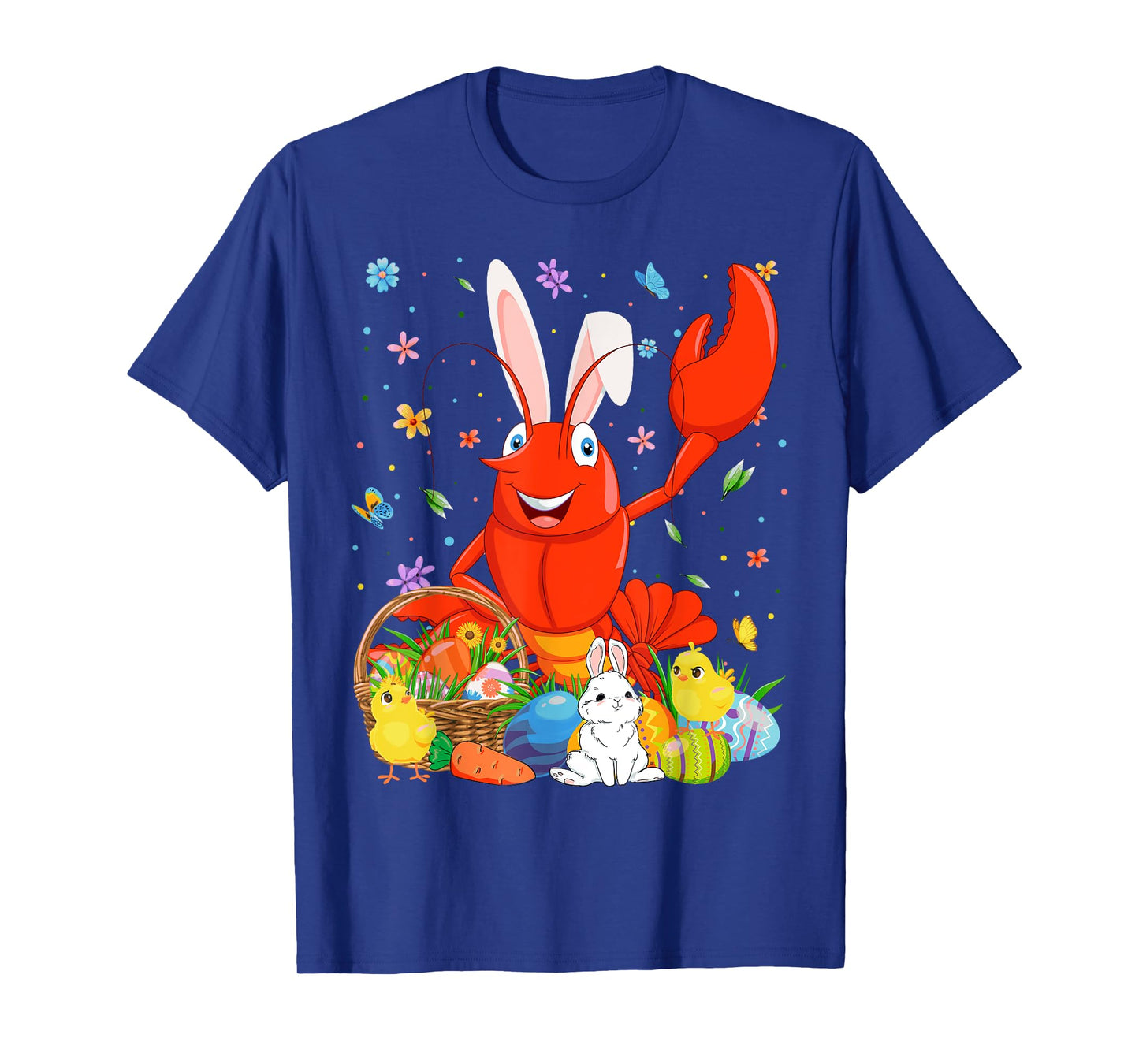 Cute Crawfish Bunny Ears Easter Eggs Basket Happy Easter Day T-Shirt