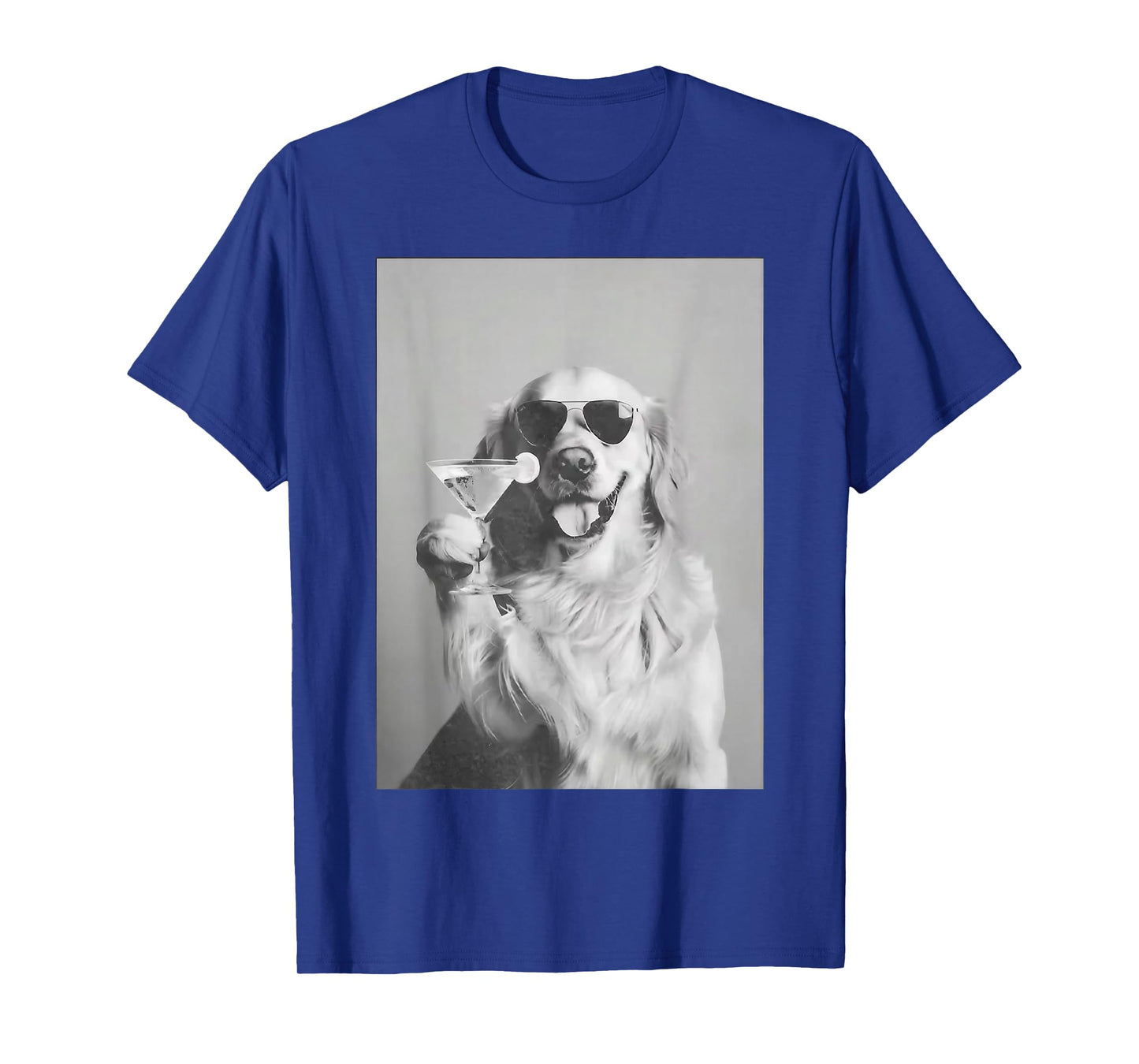 Funny Cocktail Dog Golden Retriever With Sunglasses Martini T-Shirt