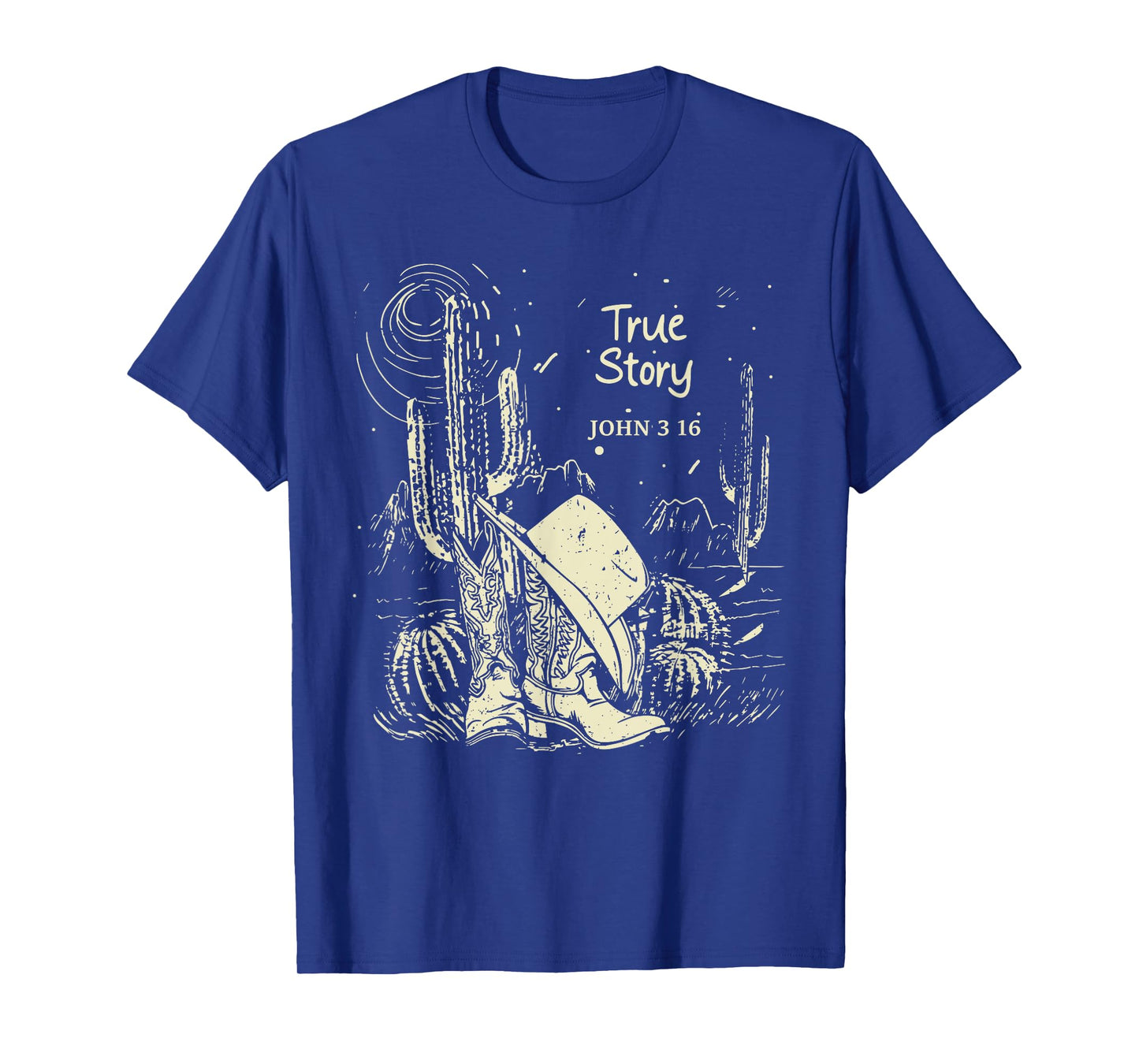 True-Story John 3:16 Boot with Hat Cowgirl Cactus T-Shirt