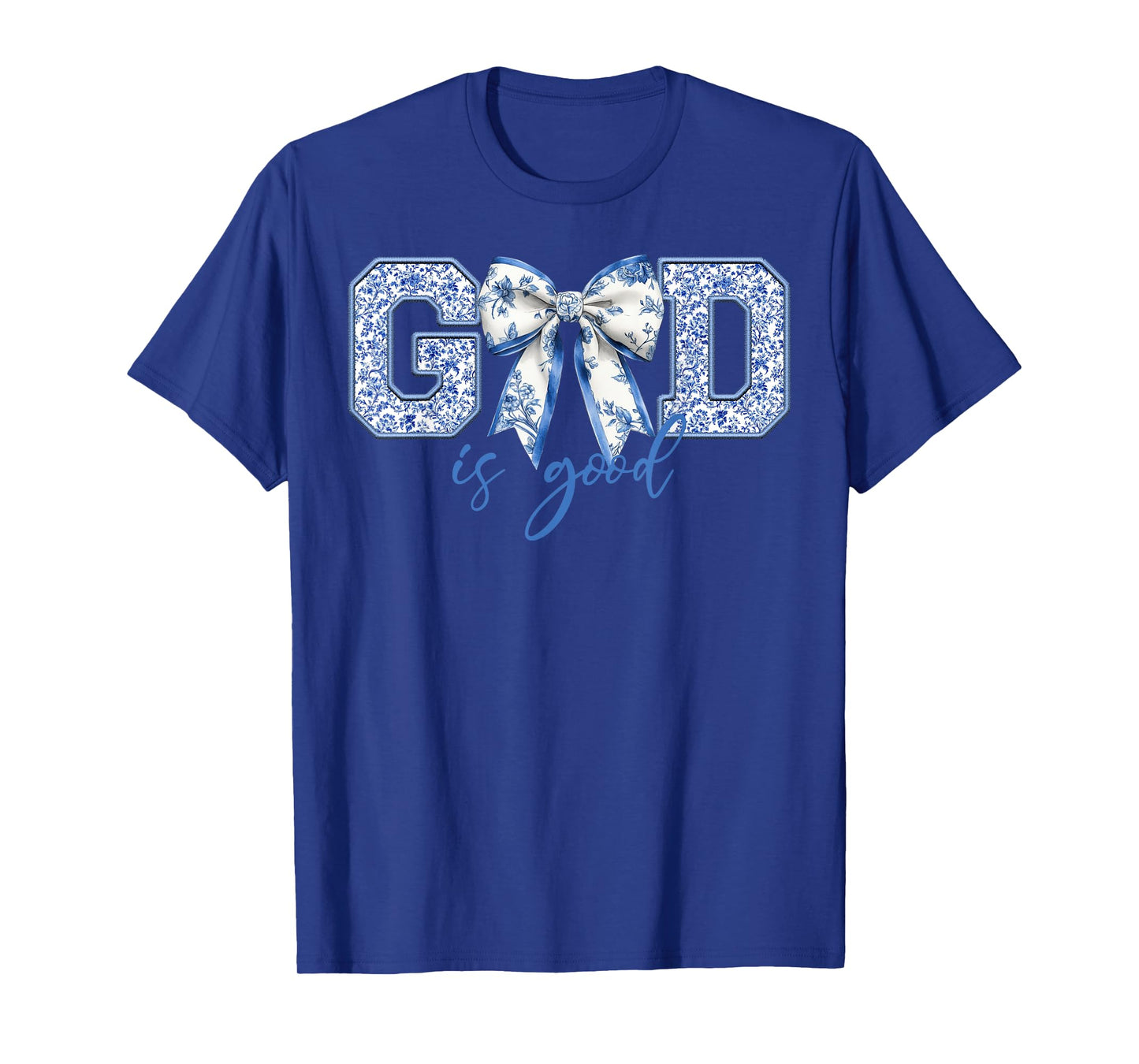 God Is Good Blue Coquette Bow Bible Verse T-Shirt