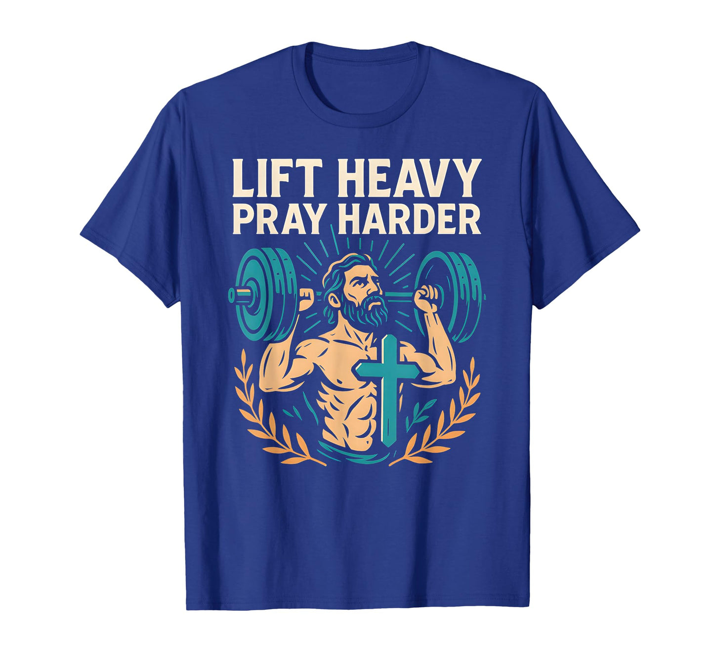Christian Fitness Lift Heavy Pray Harder Cool Mens Faith T-Shirt