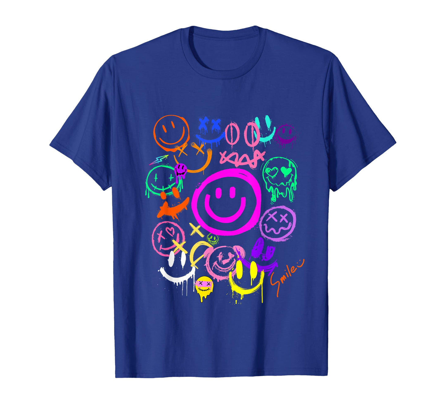 Smile Face Emoticons Fun Vivid Graffiti Smileys, Graphic T-Shirt