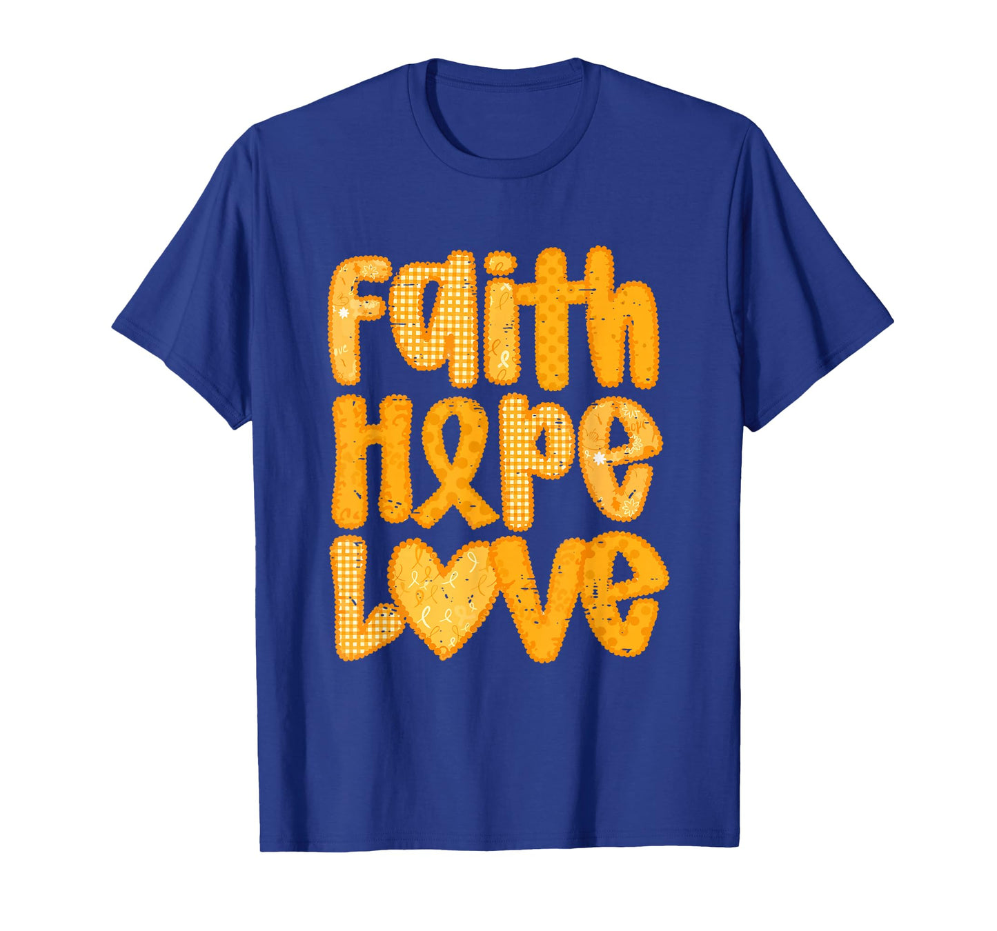 Faith Hope Love Childhood Cancer Awareness Month Gold Ribbon T-Shirt