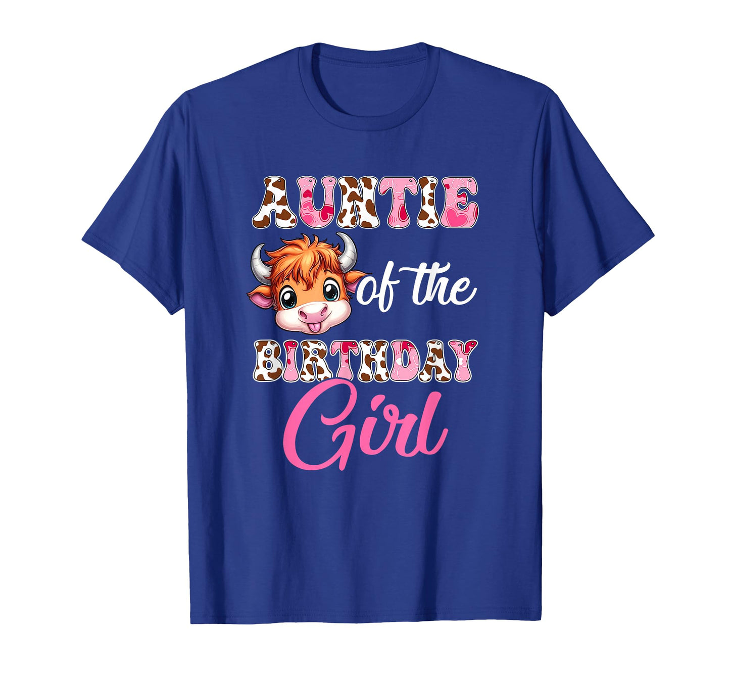 Auntie Of The Birthday Girl Highland Cow Farm 1St Birthday T-Shirt