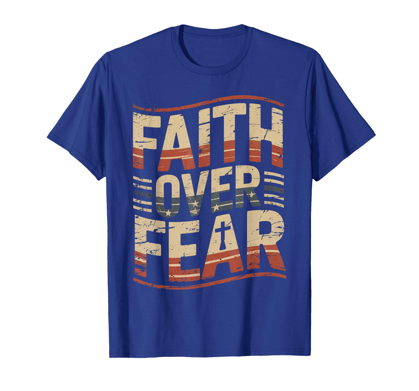 America Pride US Flag Faith Over Fear Prayer T-Shirt