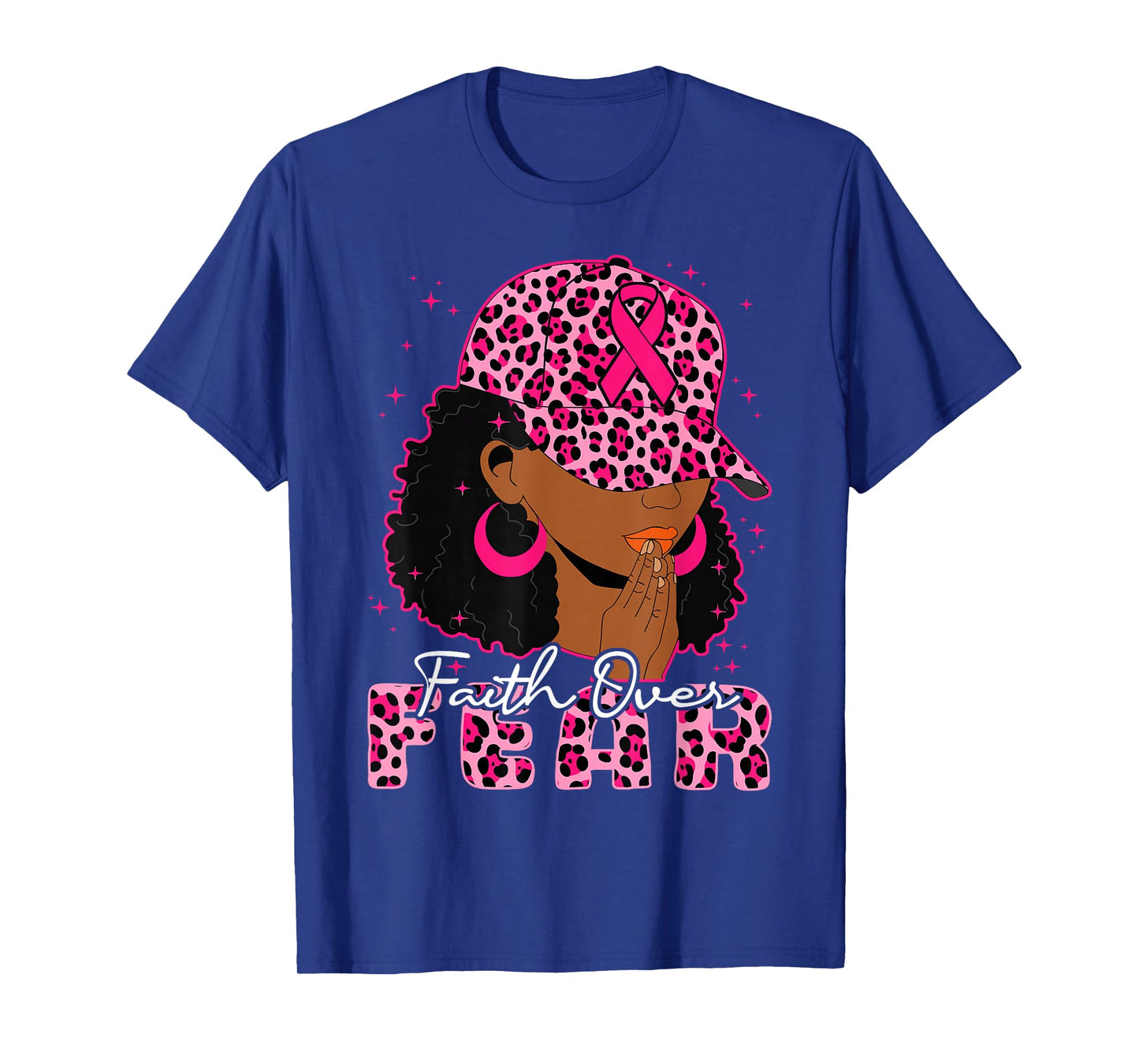 Faith Over Fear Christian Black Women Afro Breast Cancer T-Shirt