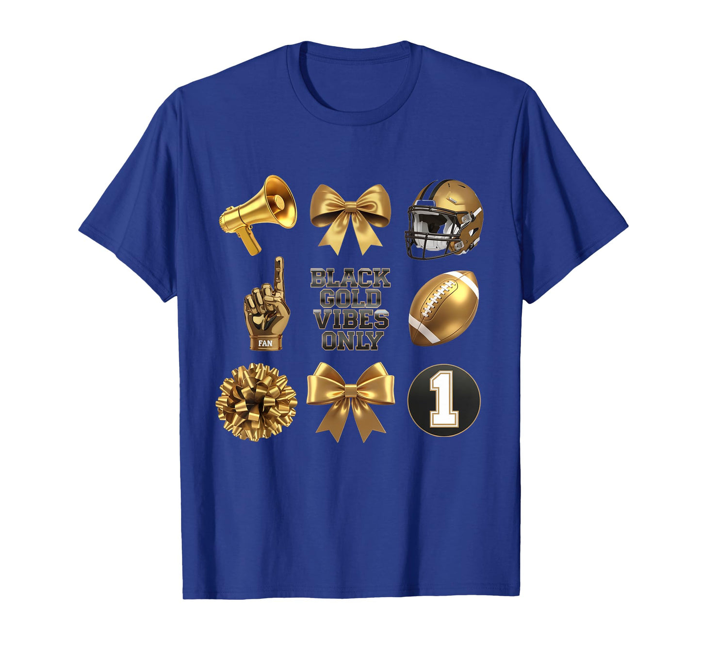 Gold Black Game Day Vibes Only Cheer T-Shirt