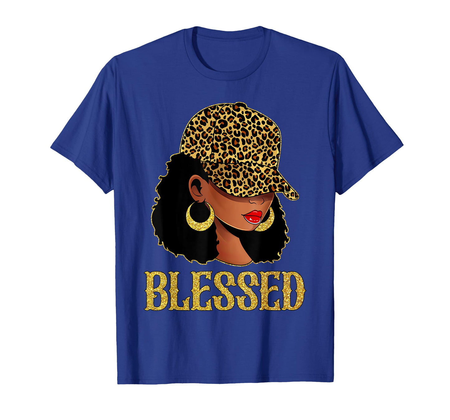 Blessed Black Women With Leopard Cap Hat Christian Matching T-Shirt