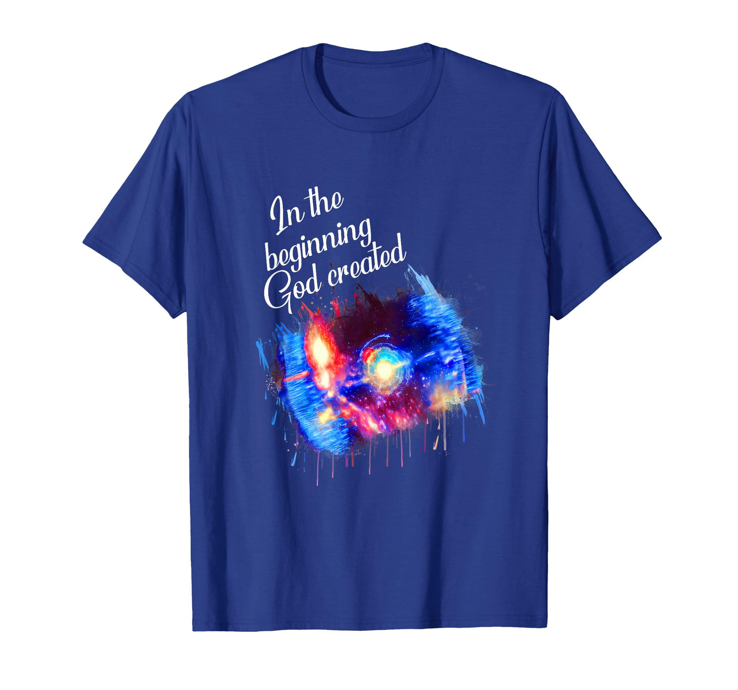 Galaxy Space Spark In the Beginning God Created Christian T-Shirt