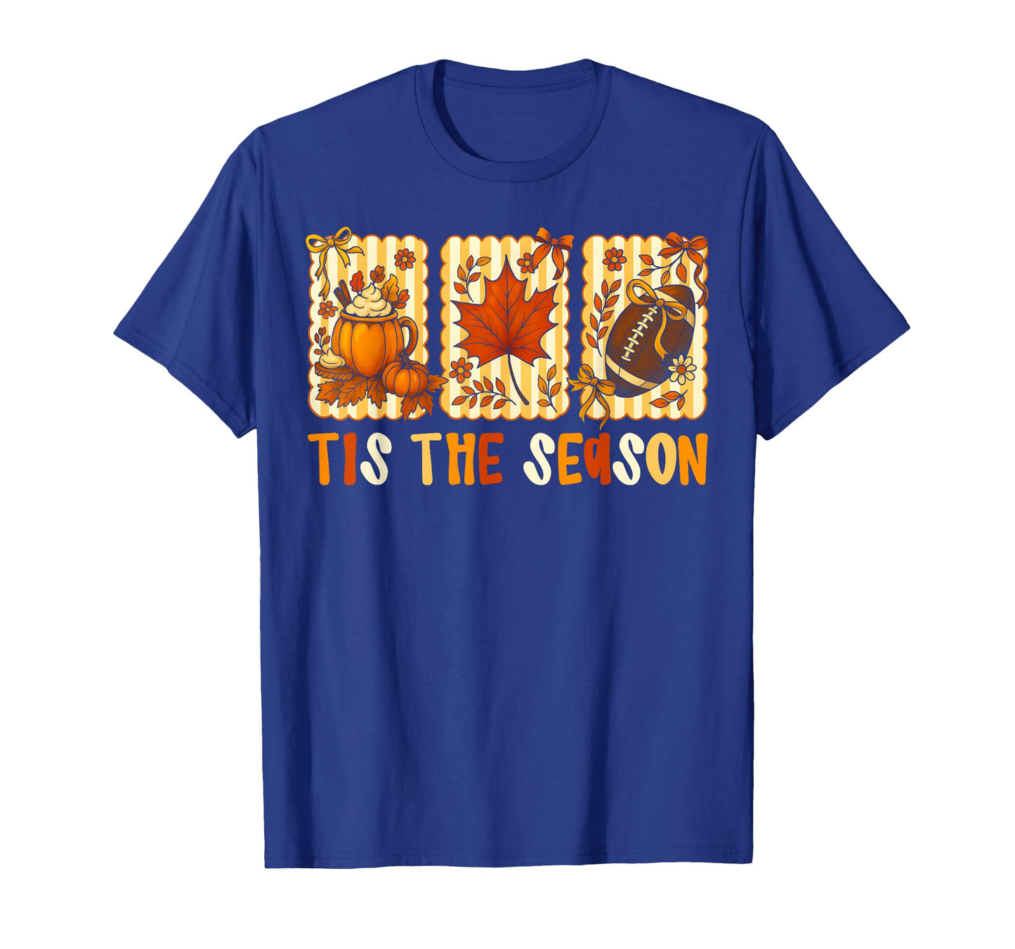 Pumpkin Spice Football Tis The Season Fall Thanksgiving T-Shirt