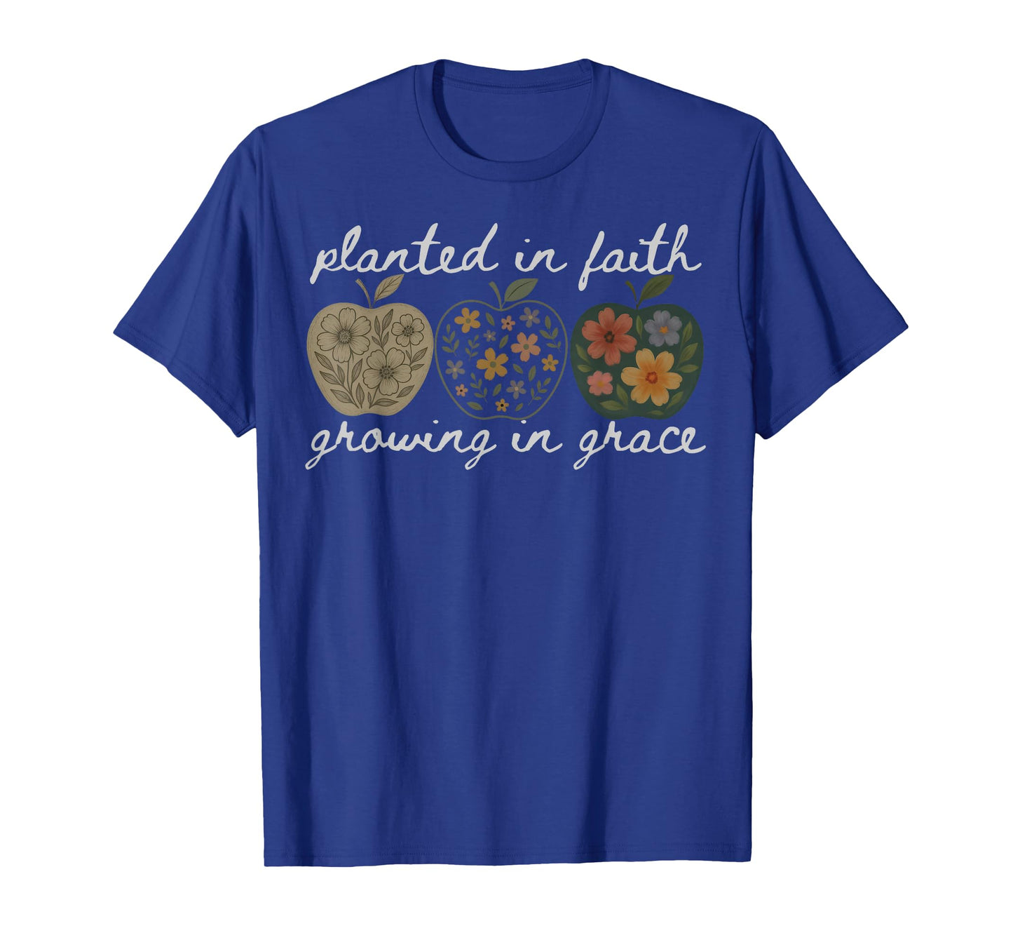 Planted In Faith Growing In Grace Floral Christian Teacher T-Shirt