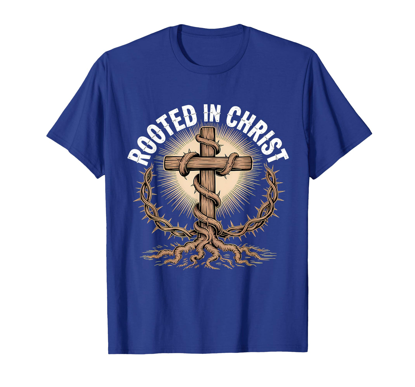 Rooted in Christ Jesus Cross Christian Faith T-Shirt