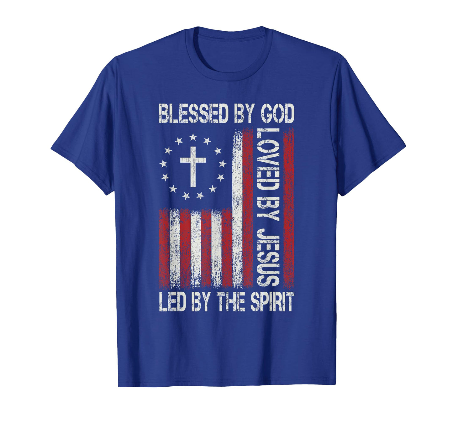 Blessed By God Loved By Jesus Christian Faith Flag Religious T-Shirt
