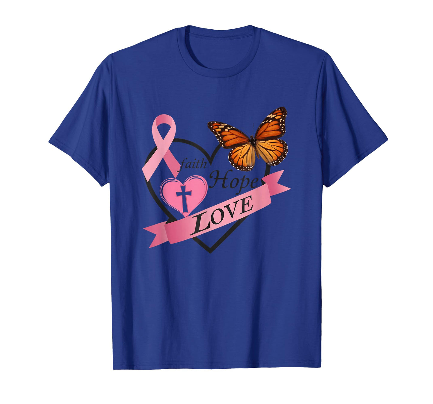 Faith Hope Love Butterfly Ribbon Heart T-Shirt