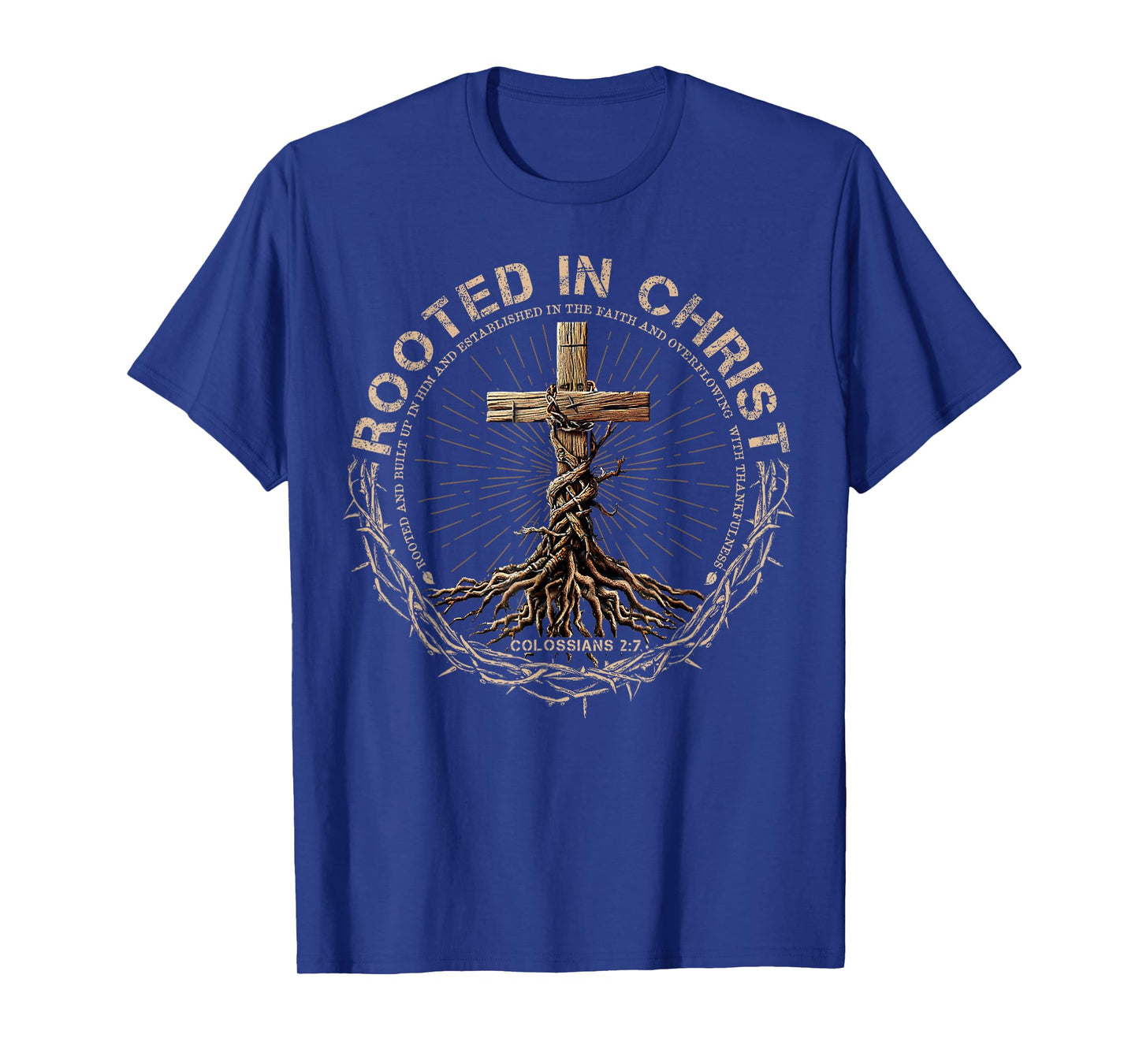 Rooted in Christ Retro Bible Jesus Christian Cross T-Shirt