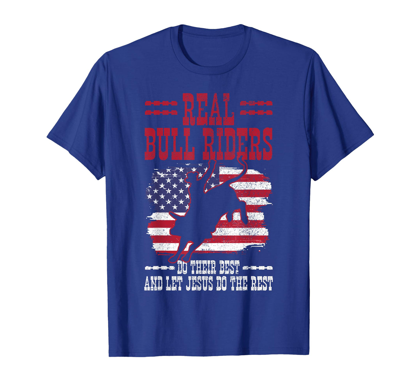Bull Riding American Flag Rodeo Patriotic Christian Rider T-Shirt