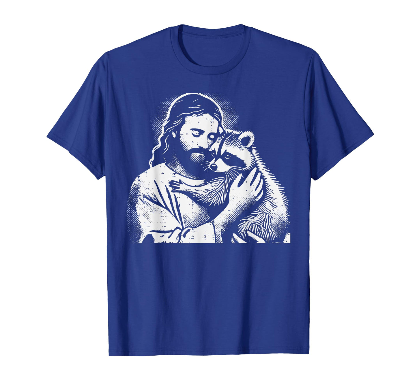 Christian Jesus Hugging Raccoon Animal Lover Men Women Kids T-Shirt