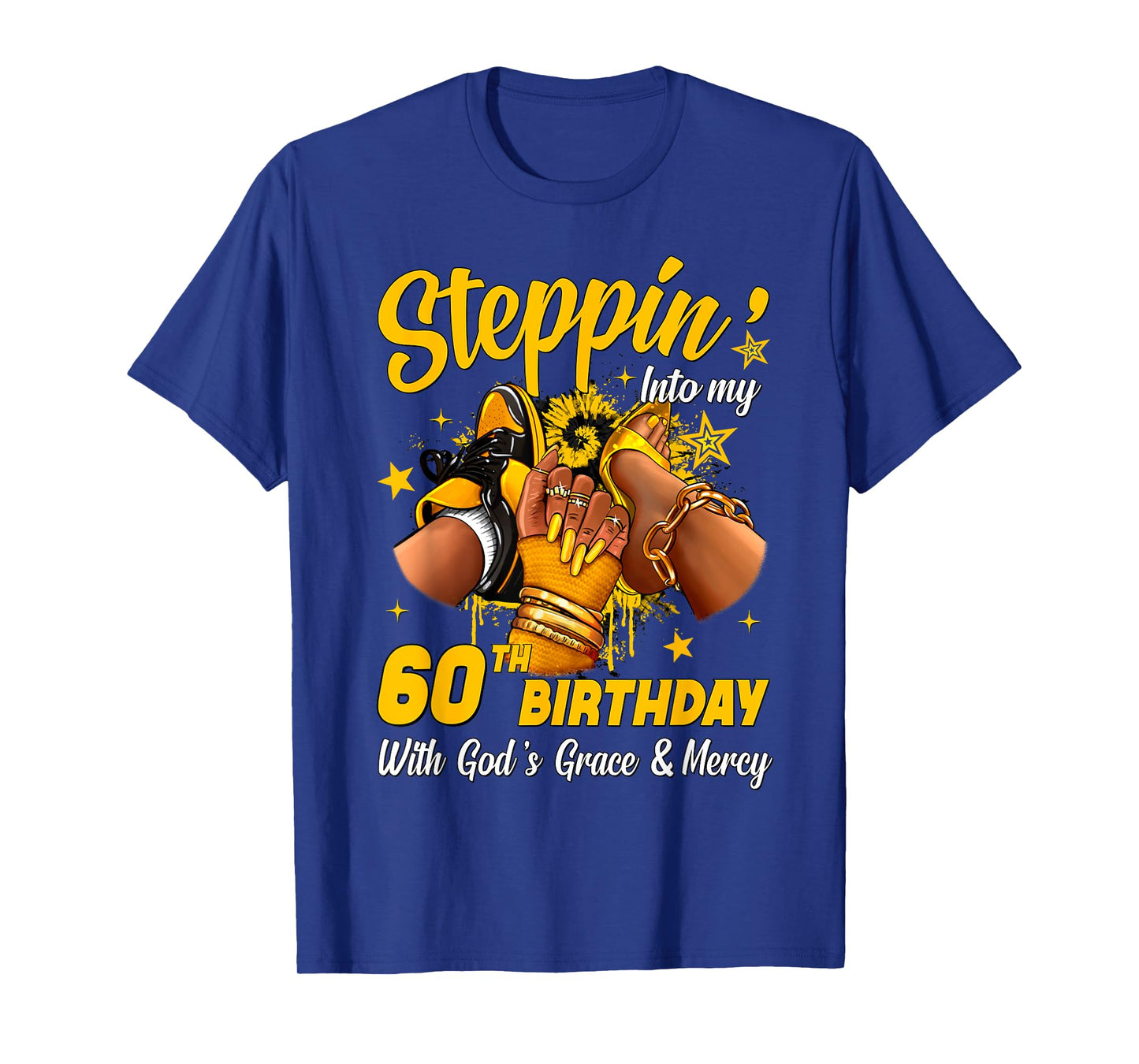 Stepping Into My 60th Birthday Black Woman Sneaker Heel T-Shirt