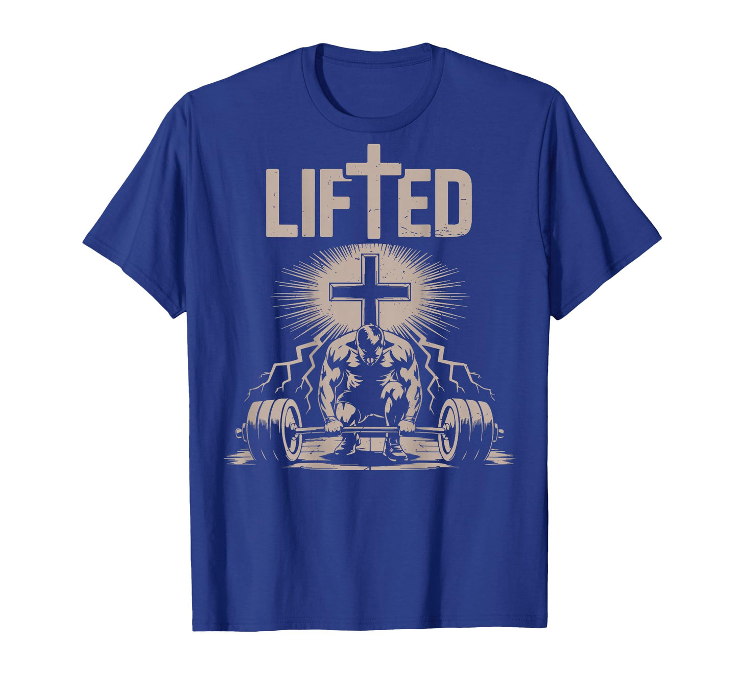 Lifted Funny Christian Workout Gym Jesus Weightlifting Cross T-Shirt