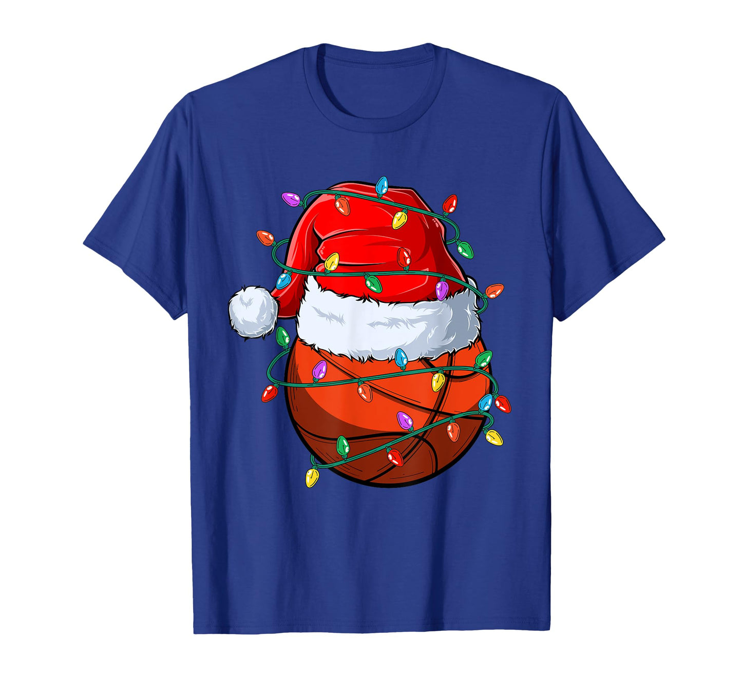 Christmas Basketball Xmas Santa Sports Hat Ball Kids Boy Men T-Shirt