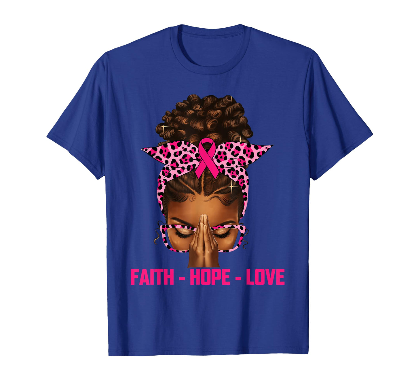 Faith Hope Love Black Women Afro Christian Breast Cancer T-Shirt