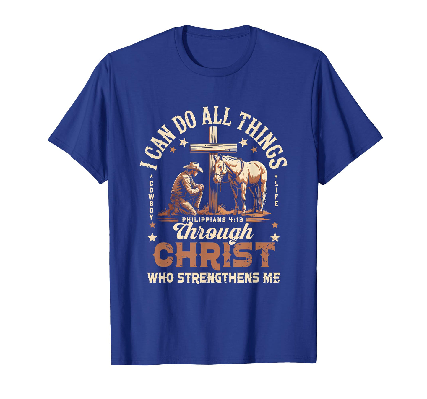 Cowboy Kneeling Cross Scripture Western Bible Verse Jesus T-Shirt