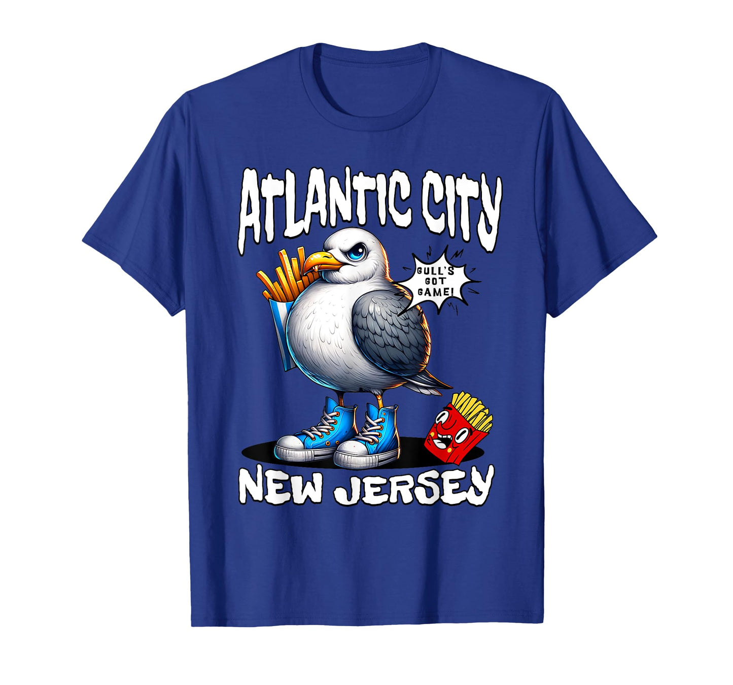 Atlantic City New Jersey Seagull French Fries Funny Souvenir T-Shirt