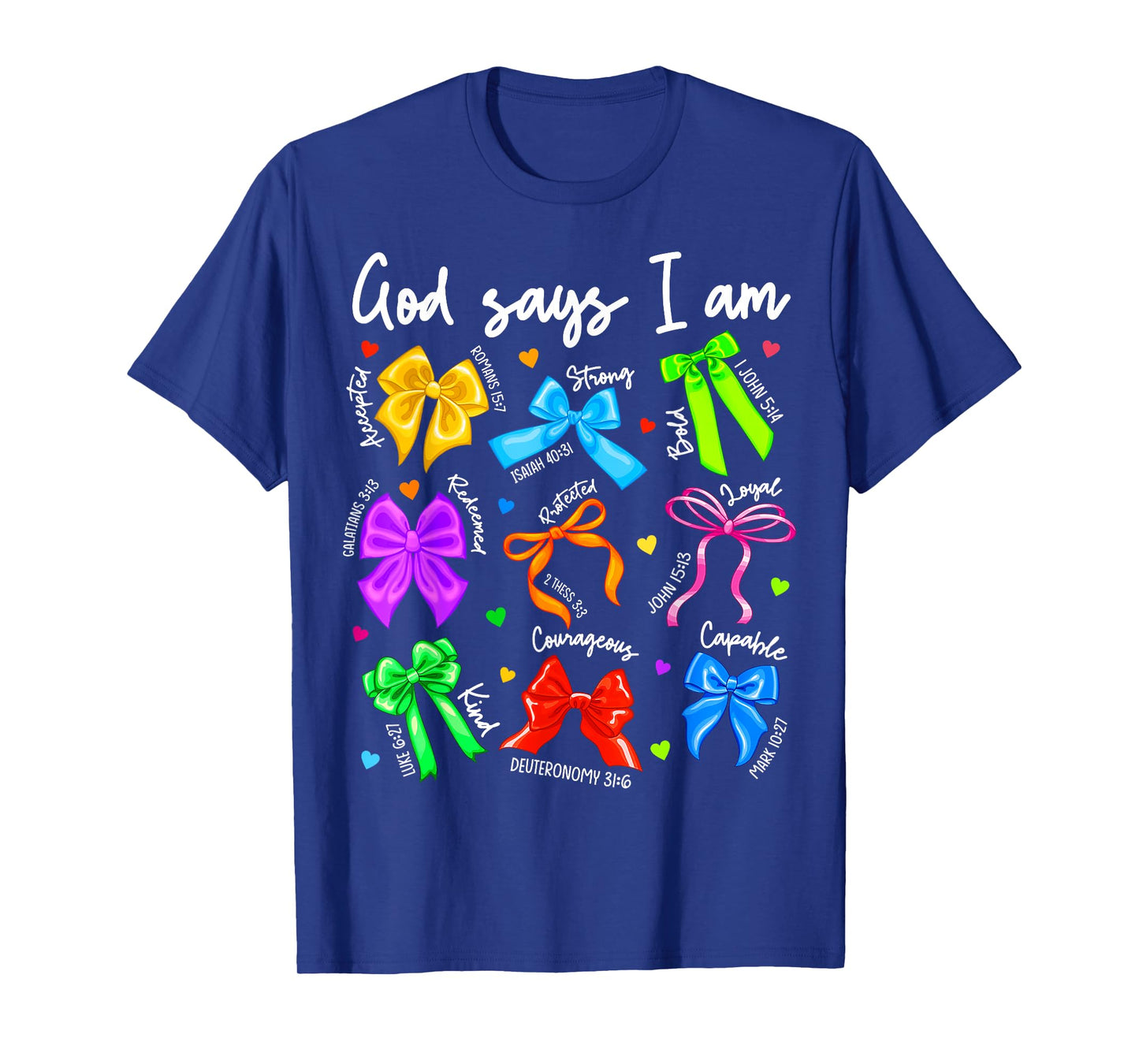 Retro God Says I Am Christian Bible Verse Coquette Bow Jesus T-Shirt